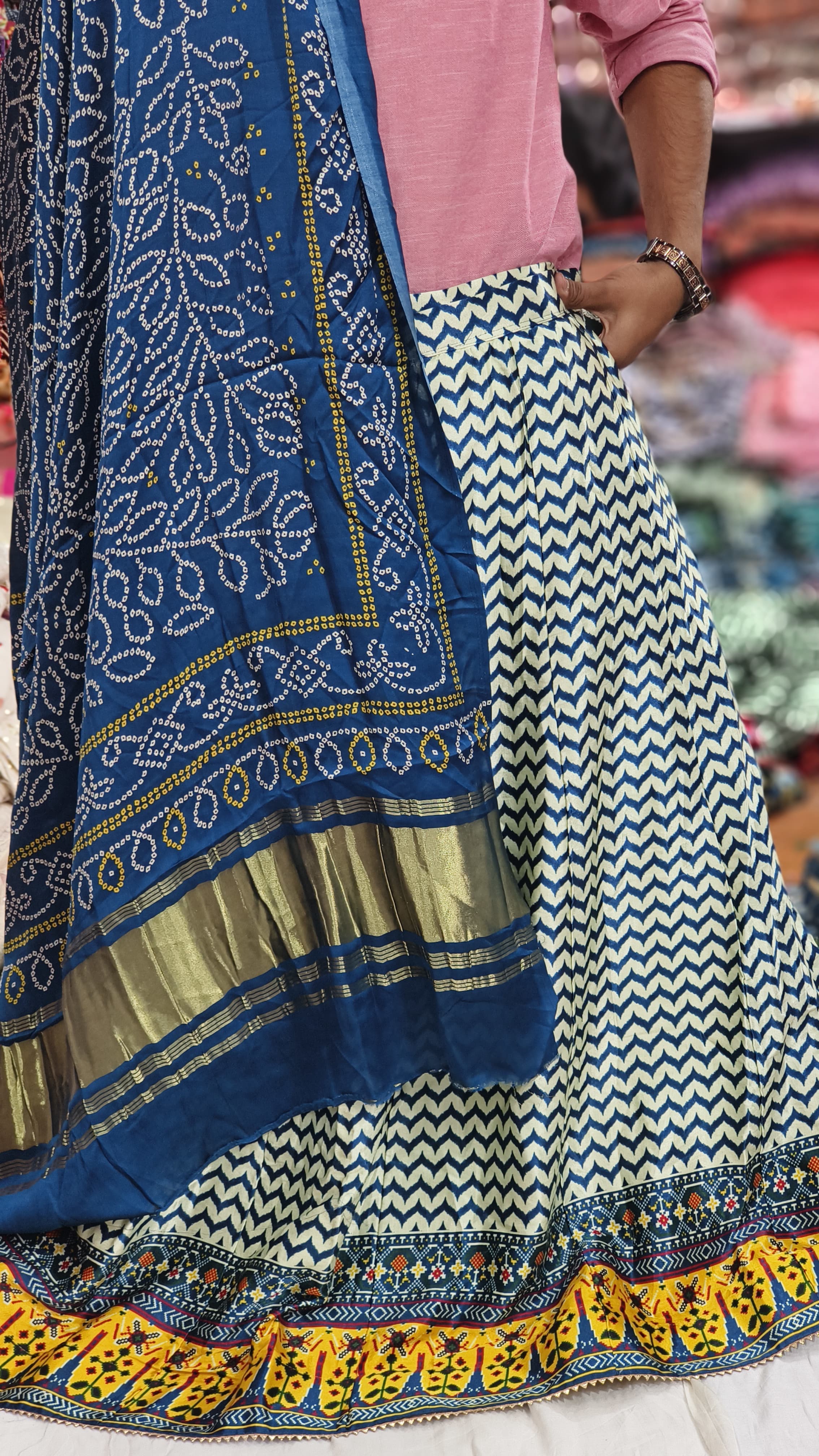 Pure Gaji Silk Digital Print Full Chaniyacholi With Same Matching Blouse Piece 1mtr & Gaji Silk Dupatta