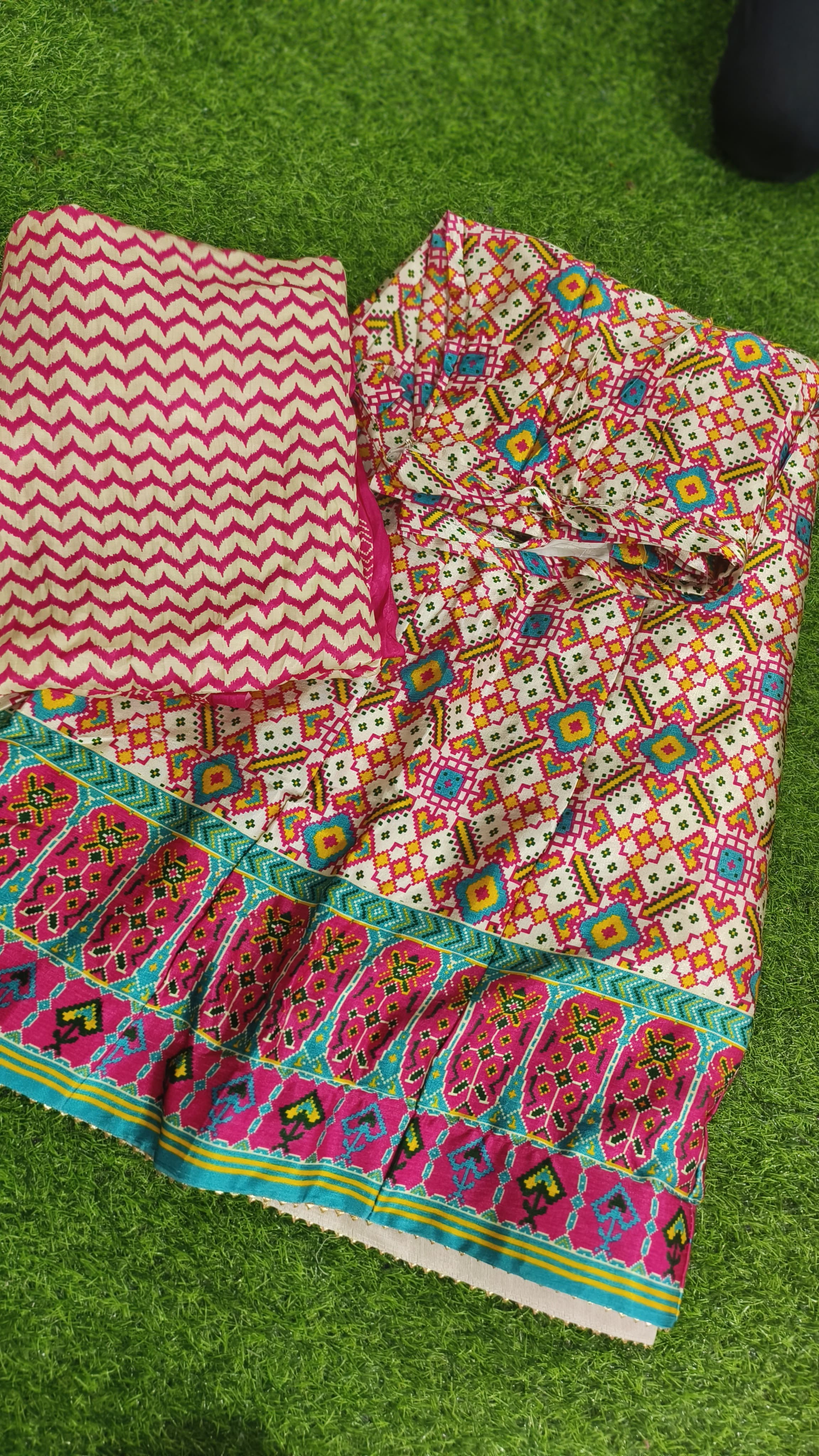 Pure Gaji Silk Digital Print Full Chaniyacholi With Same Matching Blouse Piece 1mtr & Gaji Silk Dupatta