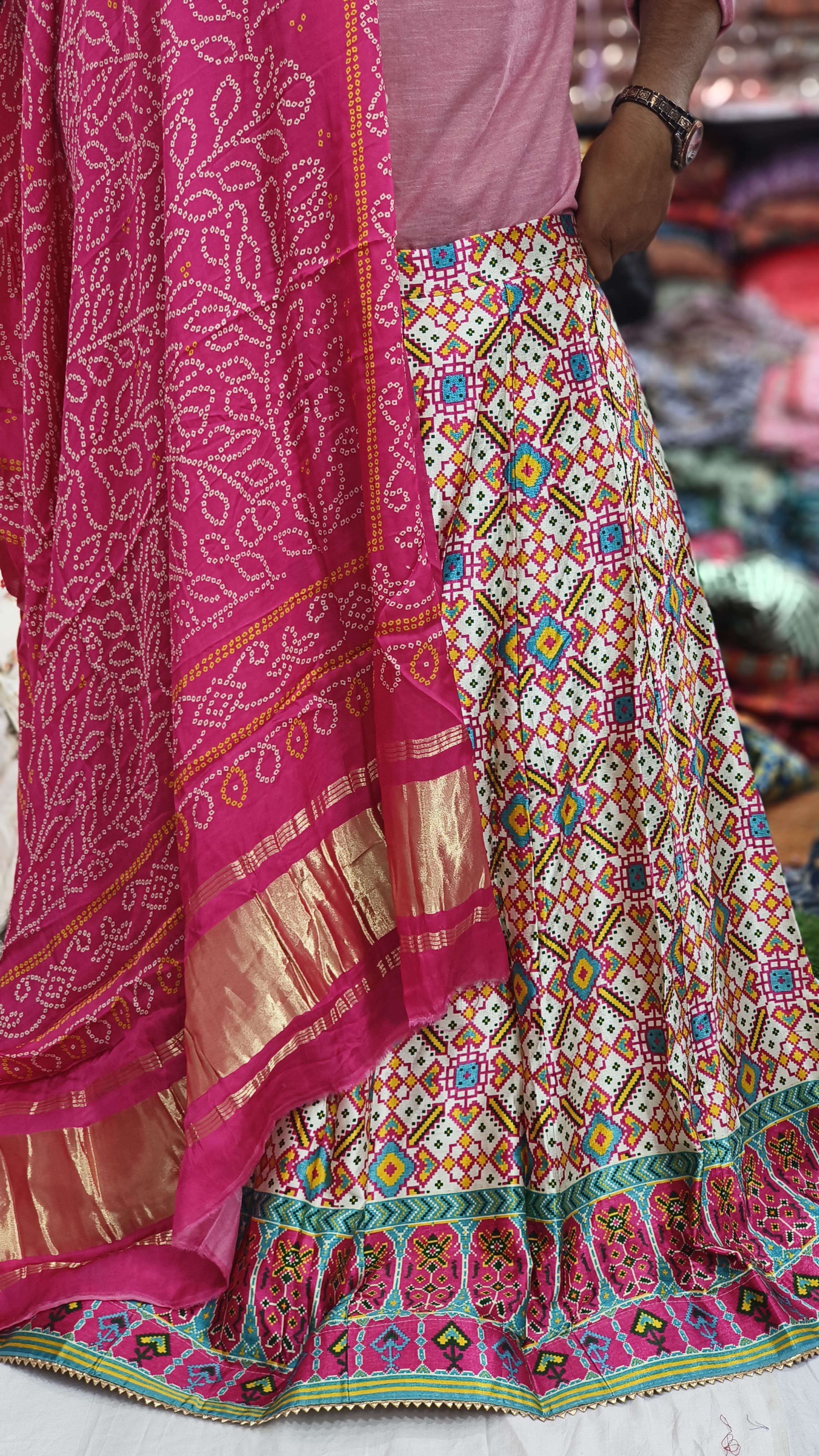 Pure Gaji Silk Digital Print Full Chaniyacholi With Same Matching Blouse Piece 1mtr & Gaji Silk Dupatta