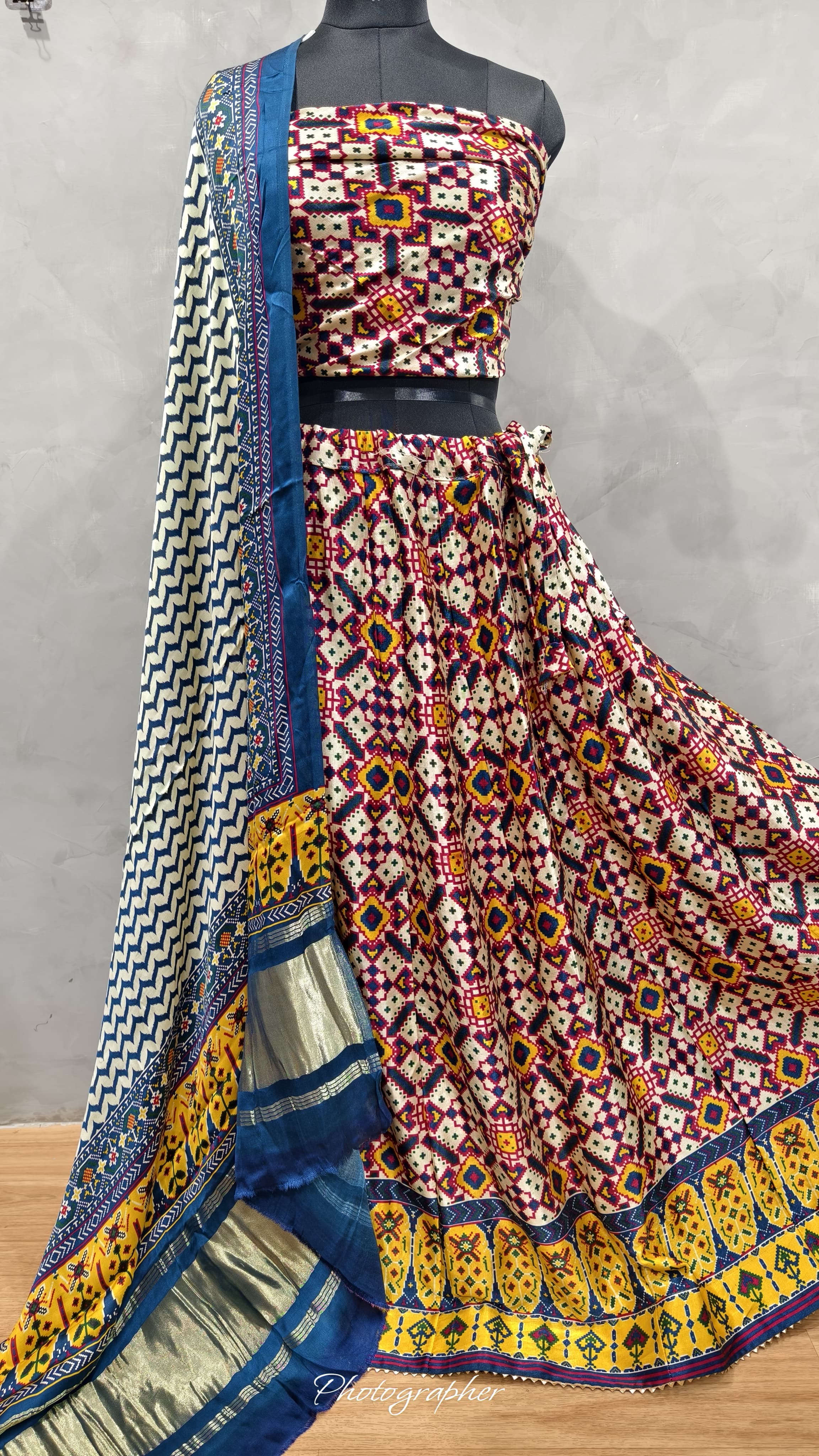 Pure Gaji Silk Digital Print Full Chaniyacholi With Same Matching Blouse Piece 1mtr & Gaji Silk Dupatta