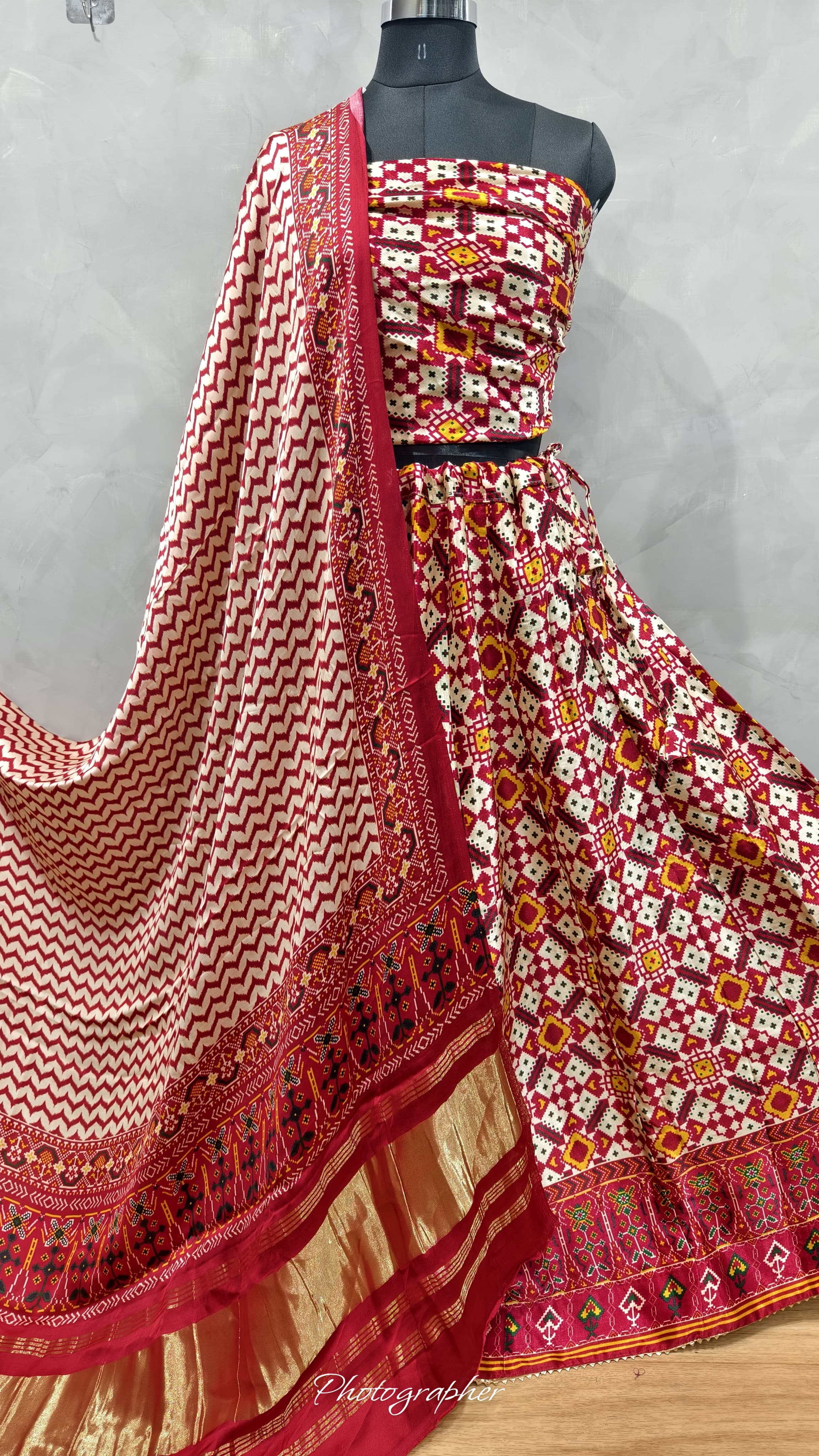 Pure Gaji Silk Digital Print Full Chaniyacholi With Same Matching Blouse Piece 1mtr & Gaji Silk Dupatta