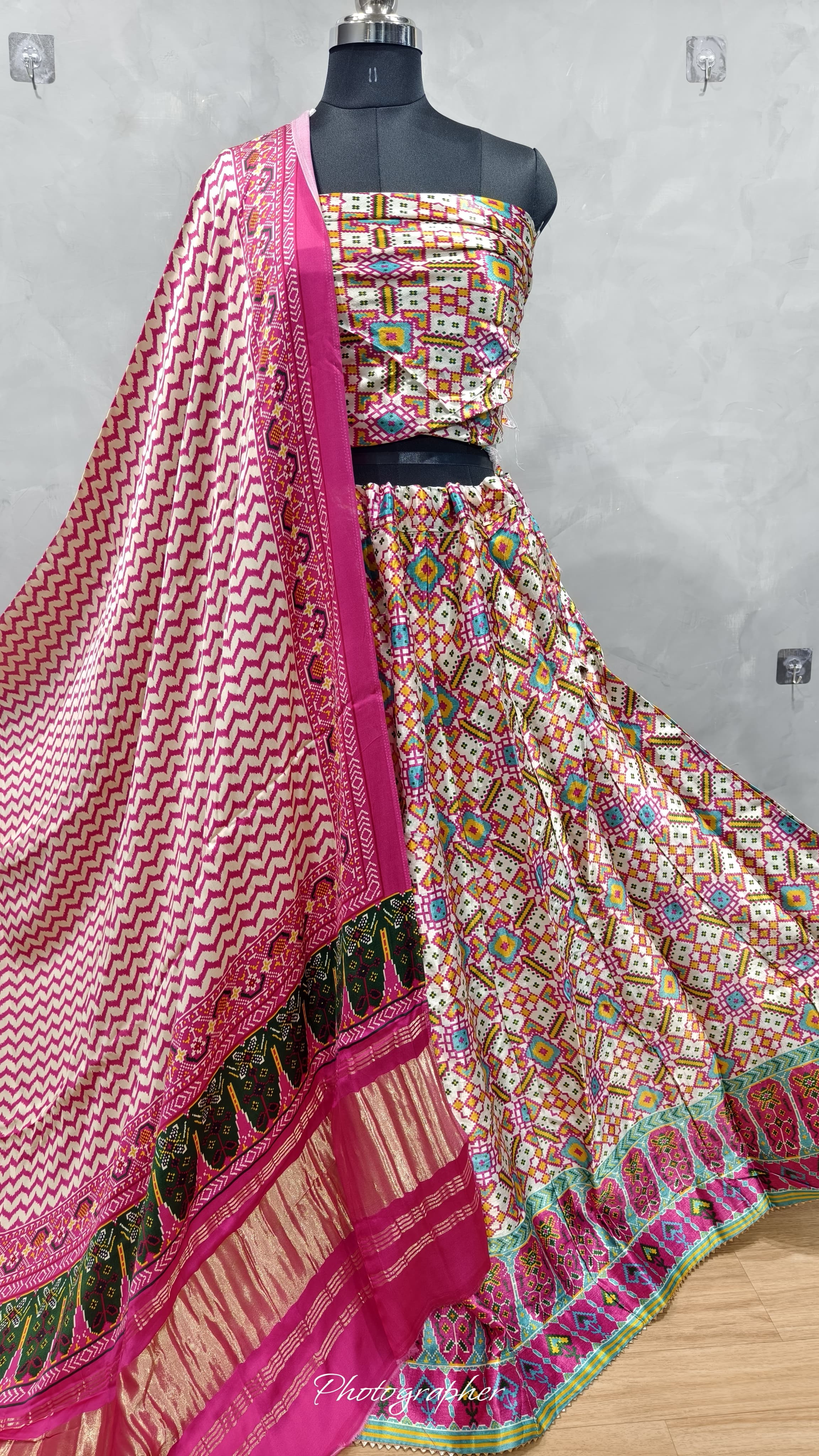 Pure Gaji Silk Digital Print Full Chaniyacholi With Same Matching Blouse Piece 1mtr & Gaji Silk Dupatta