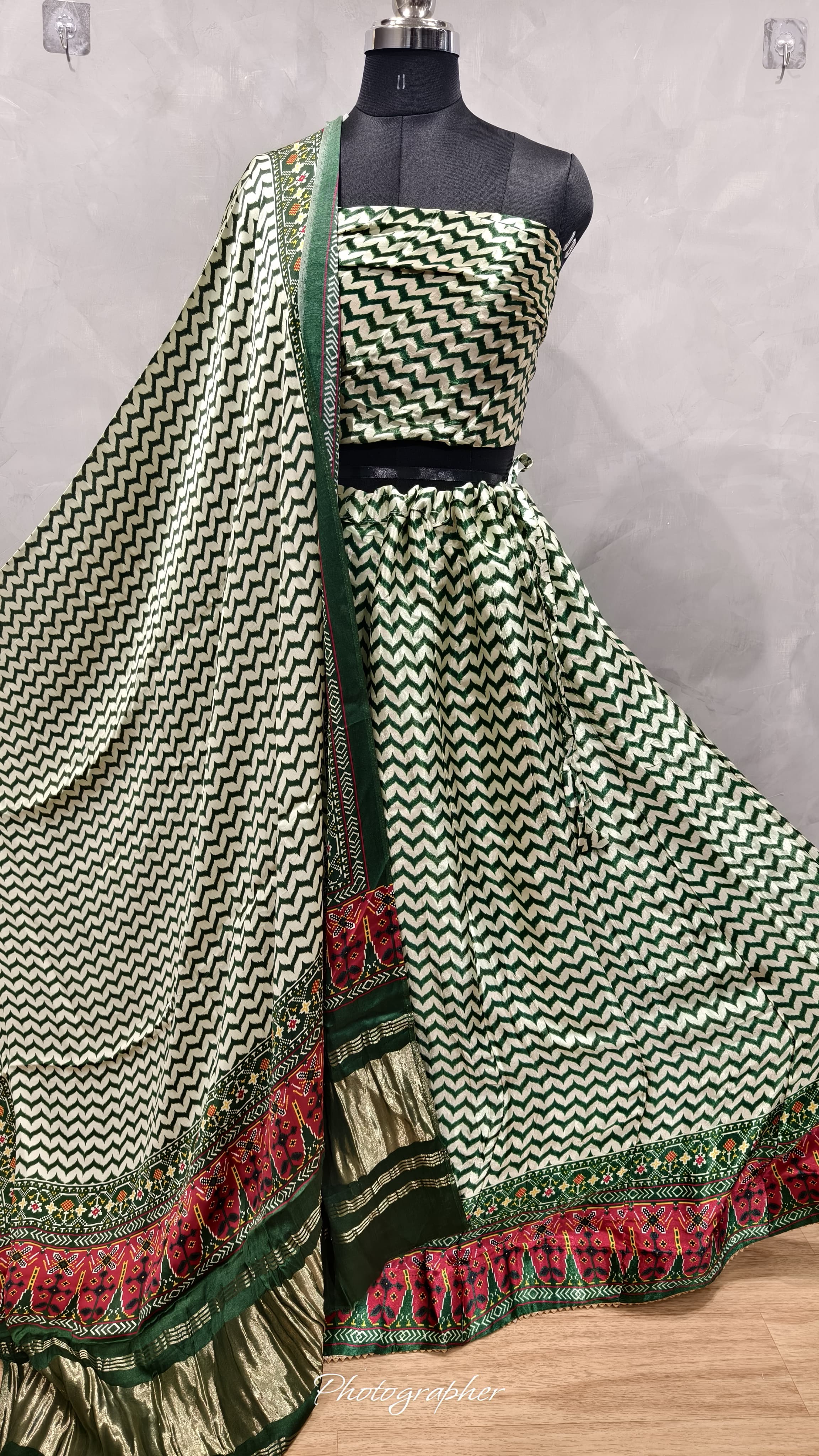 Pure Gaji Silk Digital Print Full Chaniyacholi With Same Matching Blouse Piece 1mtr & Gaji Silk Dupatta