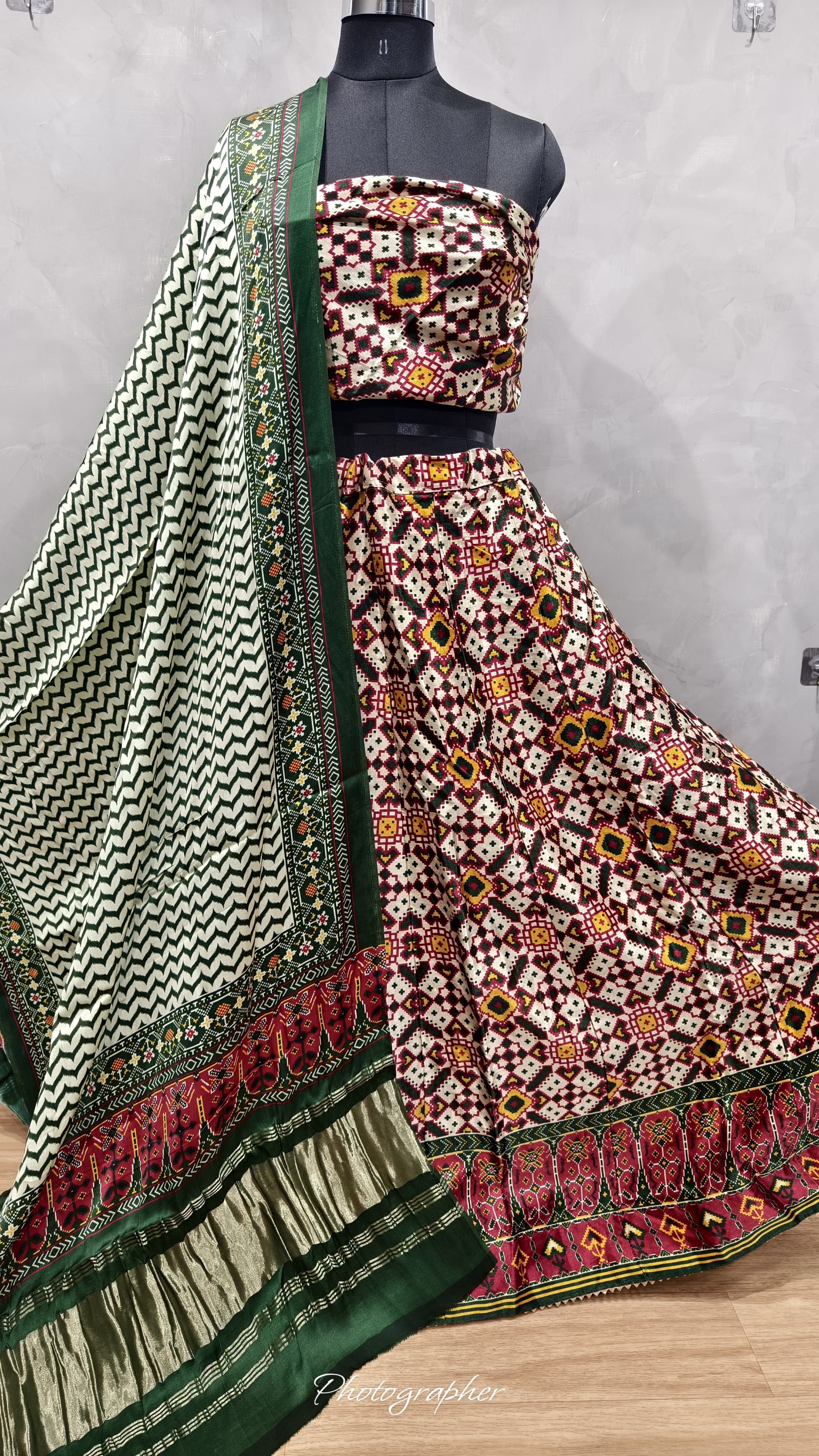 Pure Gaji Silk Digital Print Full Chaniyacholi With Same Matching Blouse Piece 1mtr & Gaji Silk Dupatta