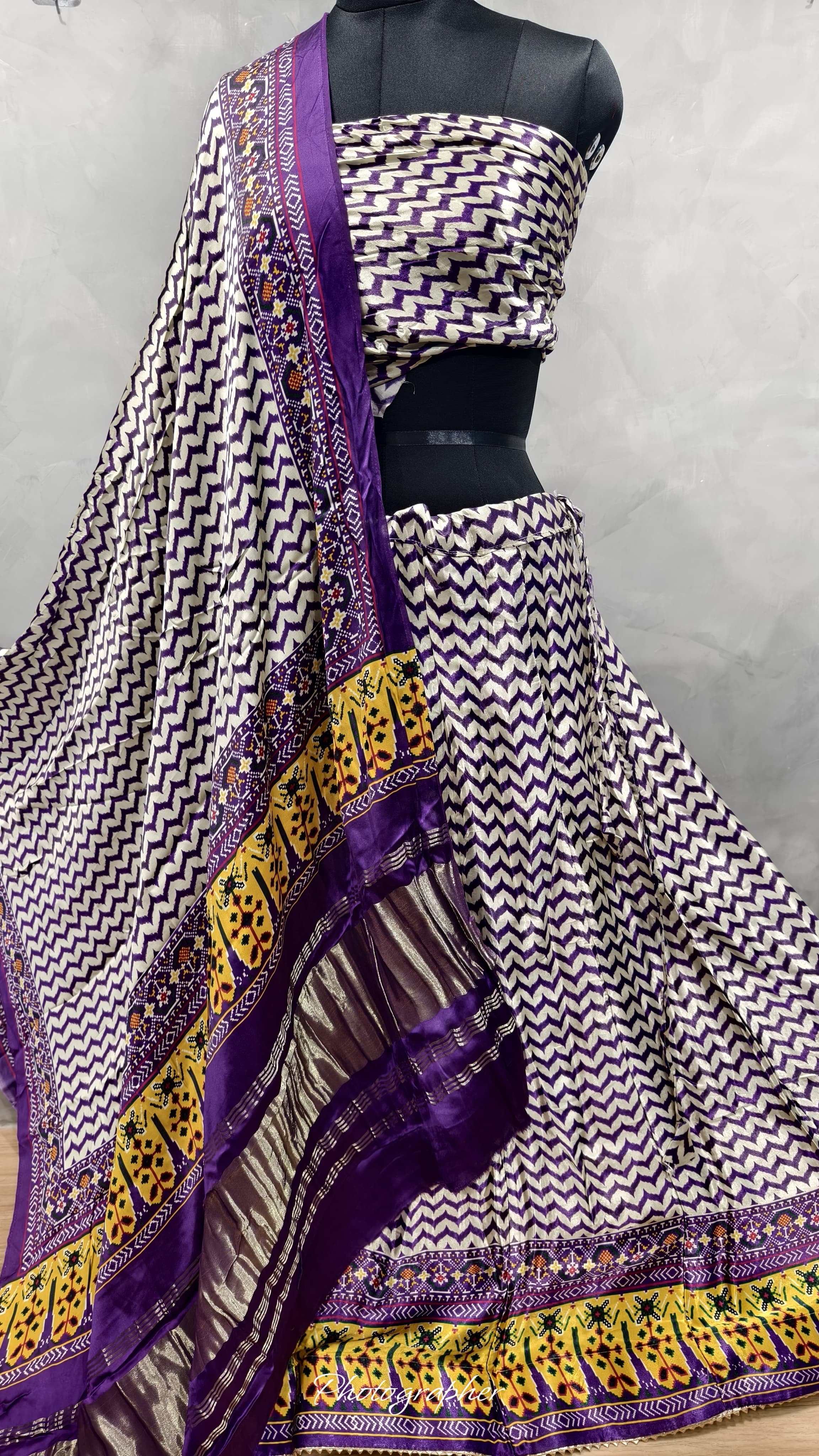 Pure Gaji Silk Digital Print Full Chaniyacholi With Same Matching Blouse Piece 1mtr & Gaji Silk Dupatta