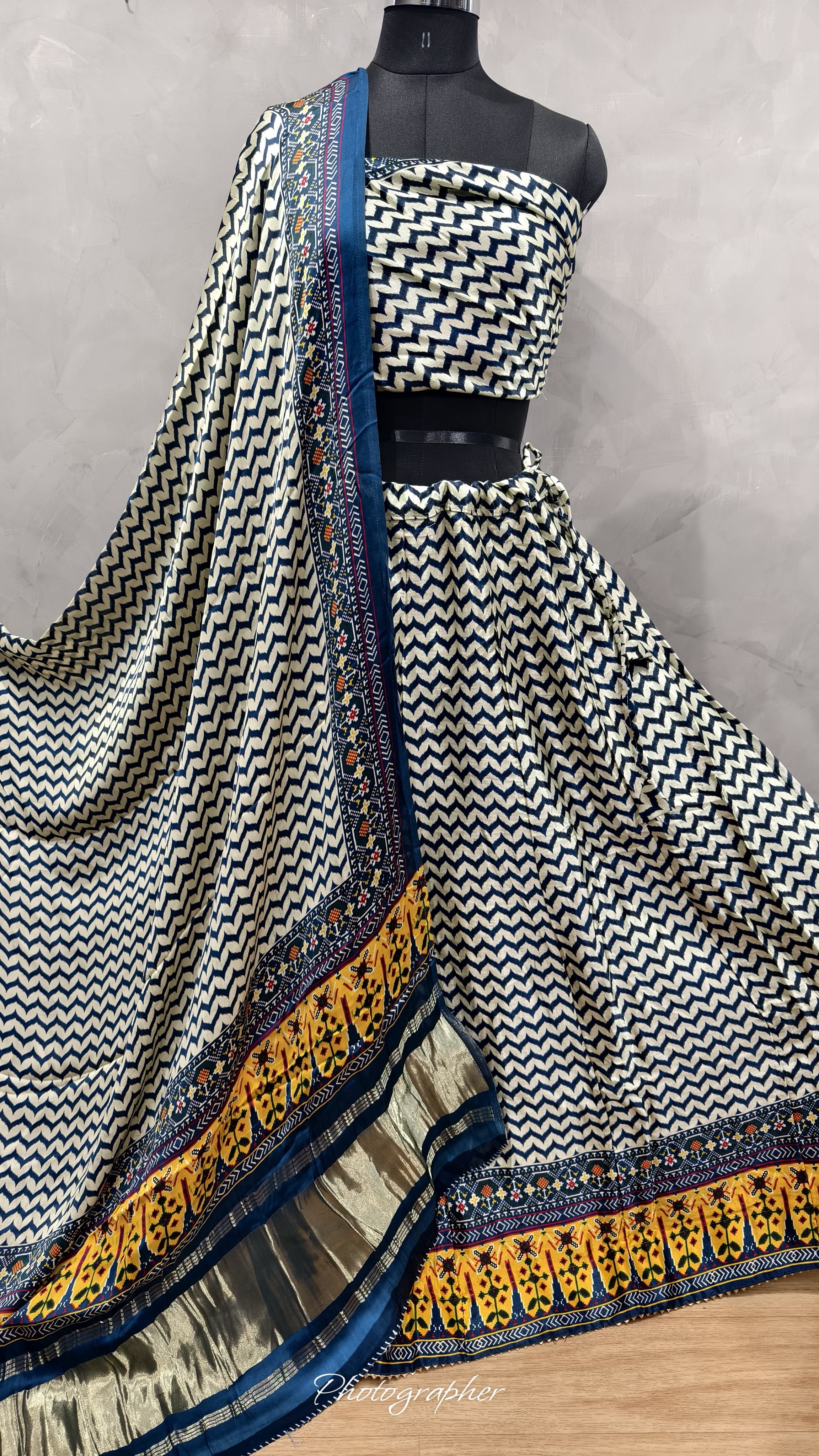 Pure Gaji Silk Digital Print Full Chaniyacholi With Same Matching Blouse Piece 1mtr & Gaji Silk Dupatta