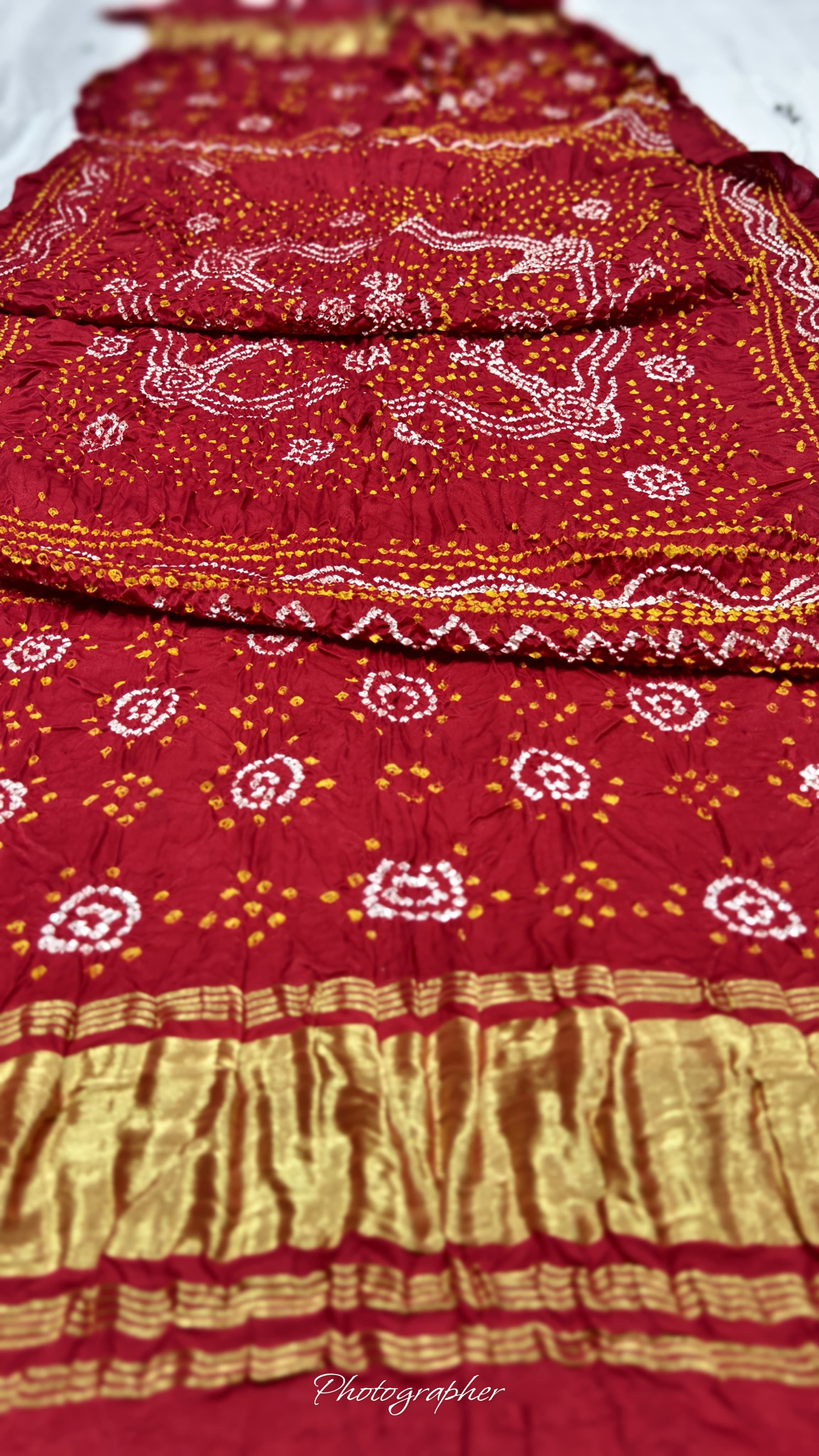 Pure Gaji Silk Hand Bandej Dupatta with Lagdi Patta