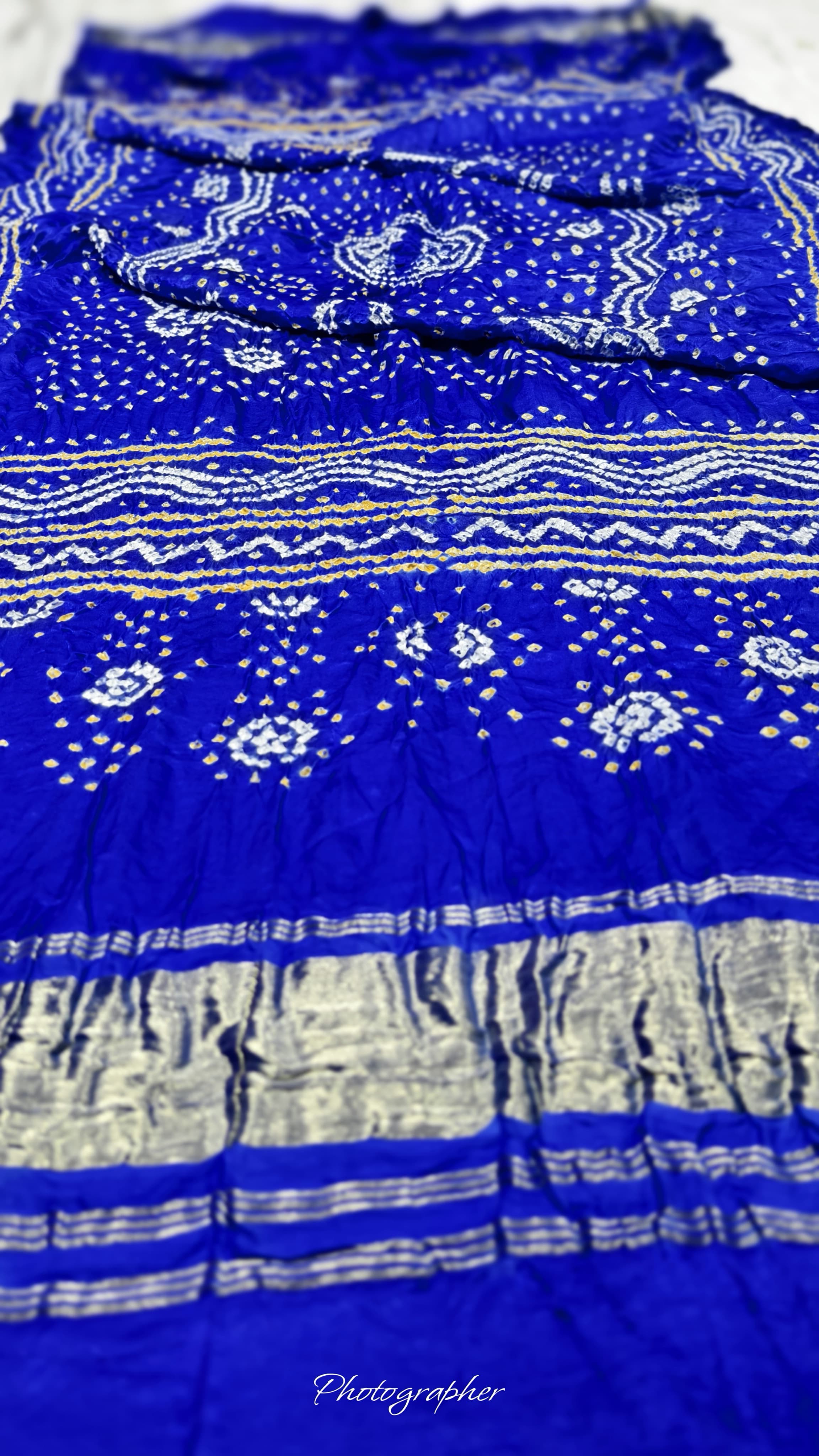 Pure Gaji Silk Hand Bandej Dupatta with Lagdi Patta