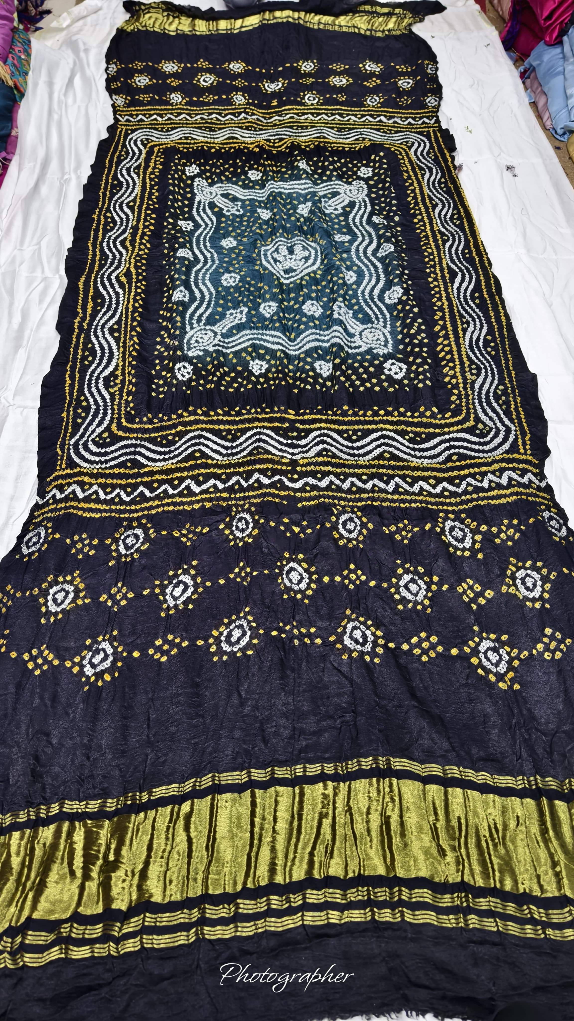 Pure Gaji Silk Hand Bandej Dupatta with Lagdi Patta