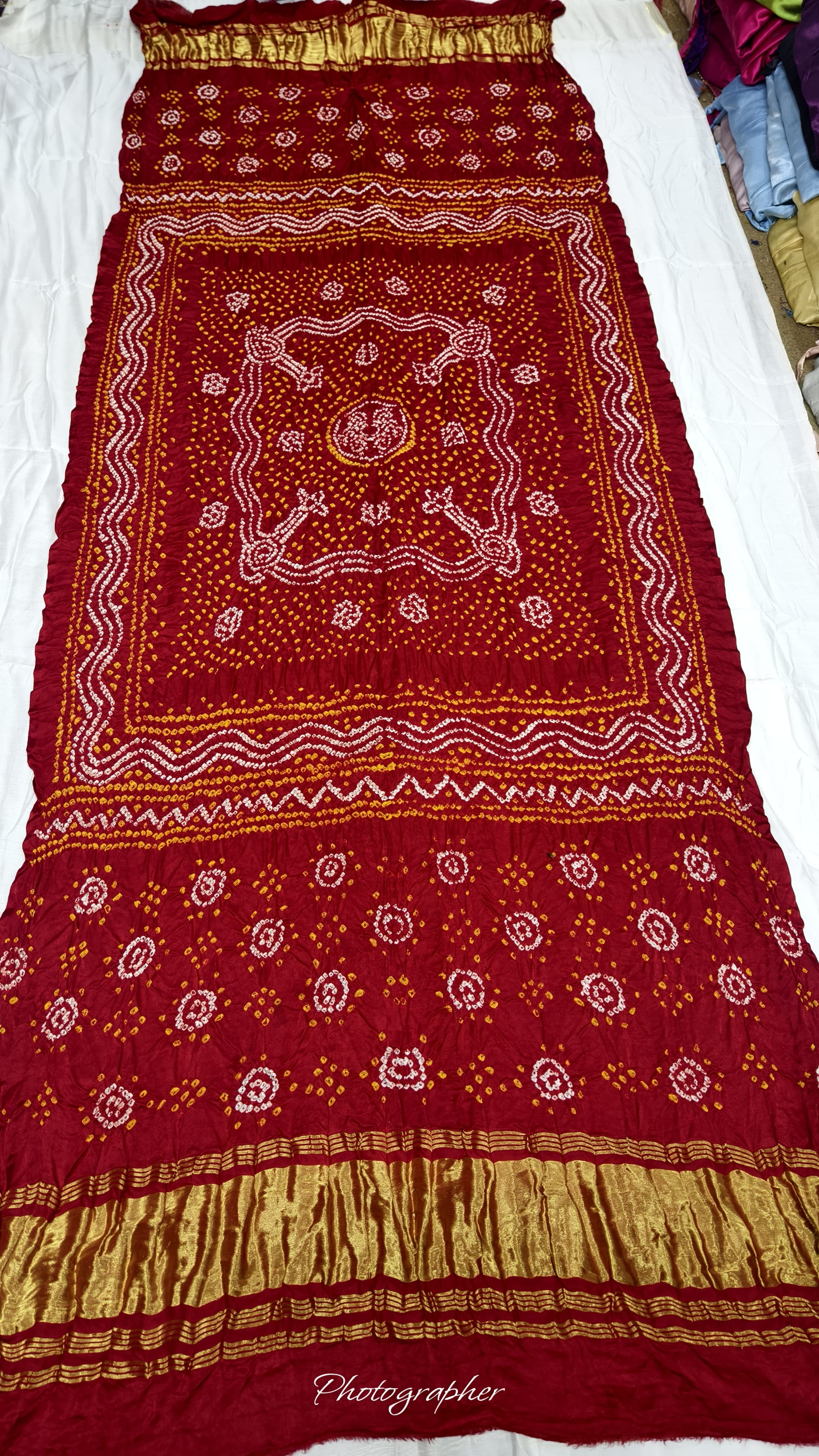 Pure Gaji Silk Hand Bandej Dupatta with Lagdi Patta