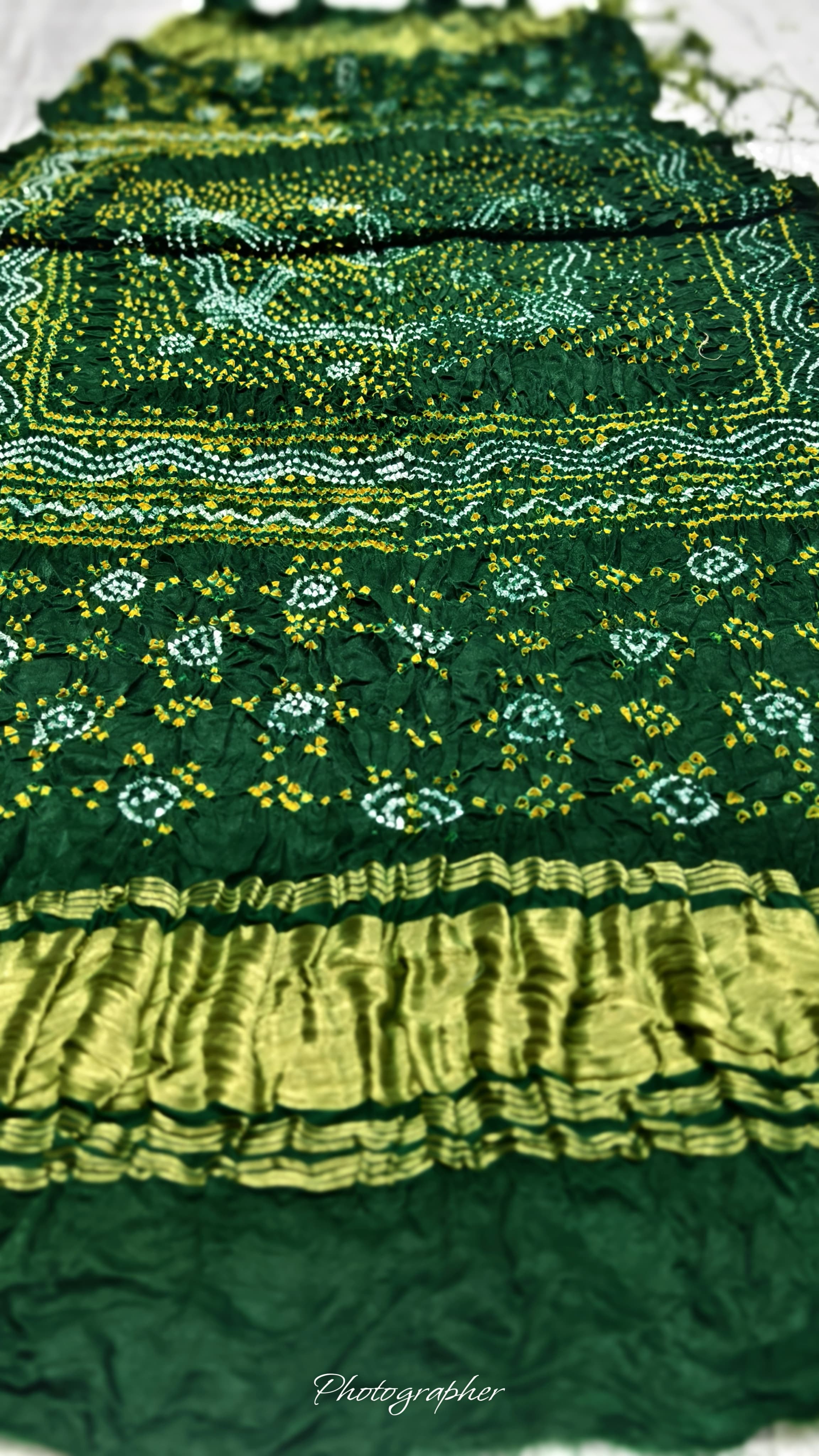 Pure Gaji Silk Hand Bandej Dupatta with Lagdi Patta