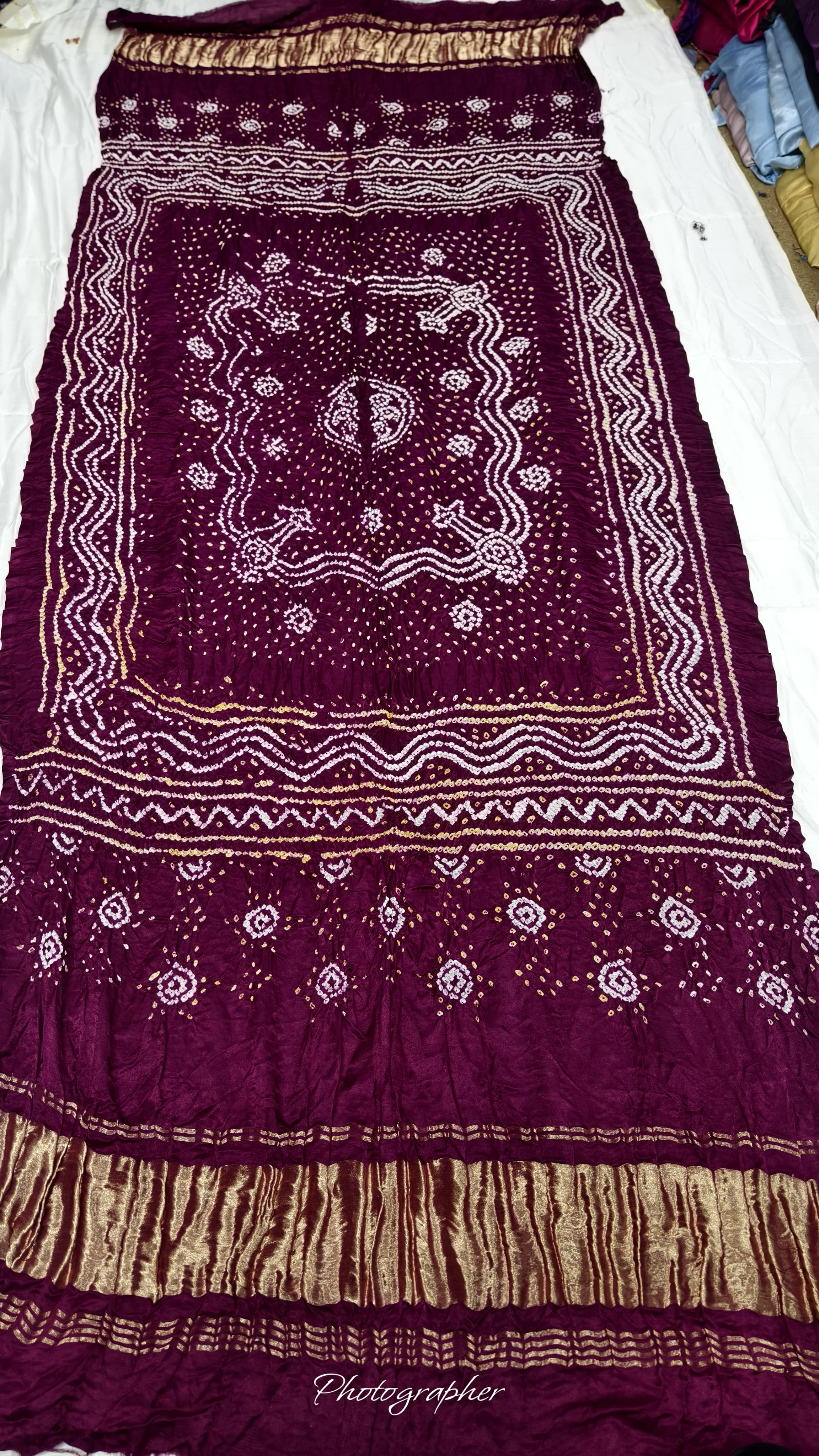 Pure Gaji Silk Hand Bandej Dupatta with Lagdi Patta