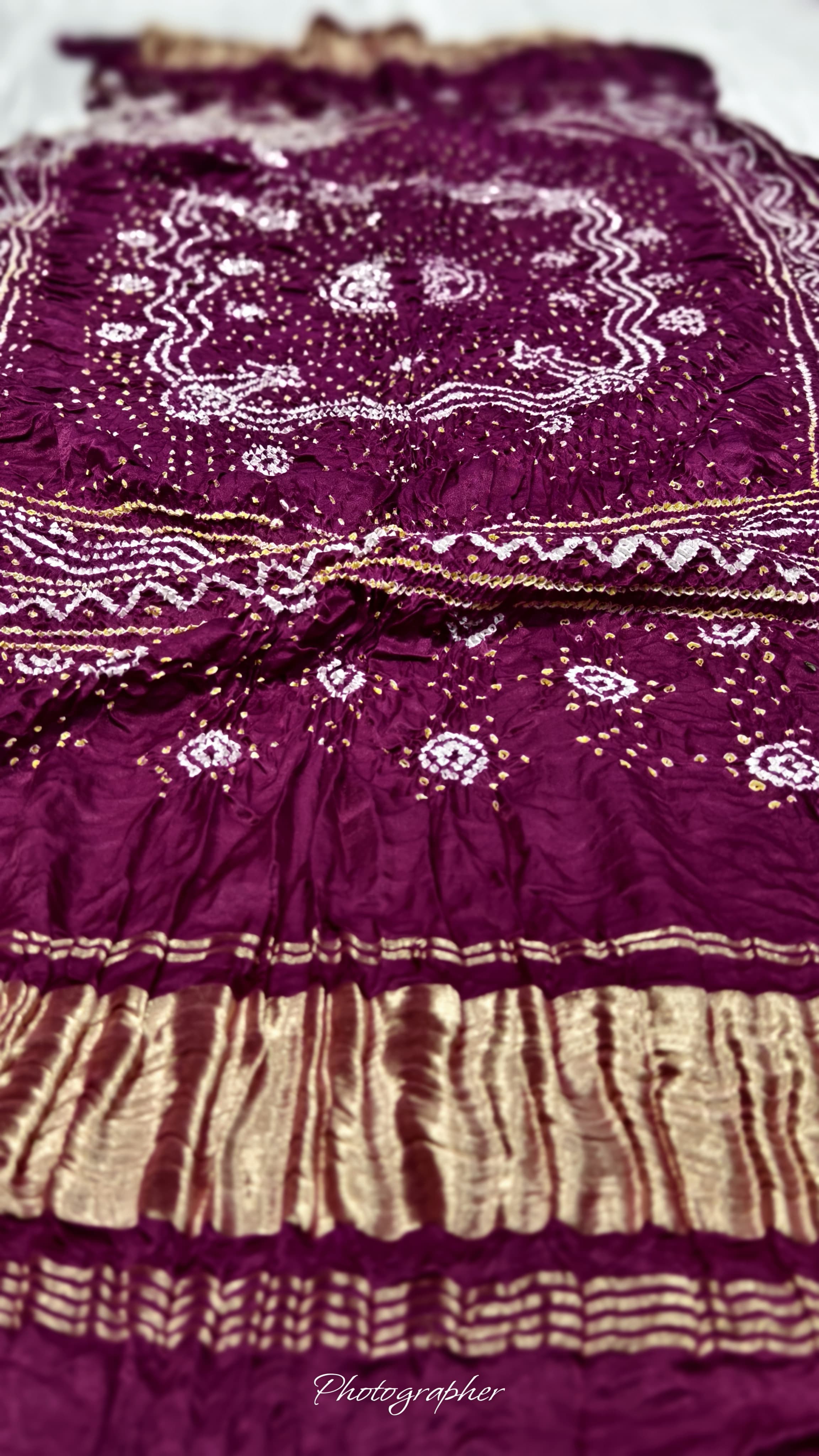 Pure Gaji Silk Hand Bandej Dupatta with Lagdi Patta