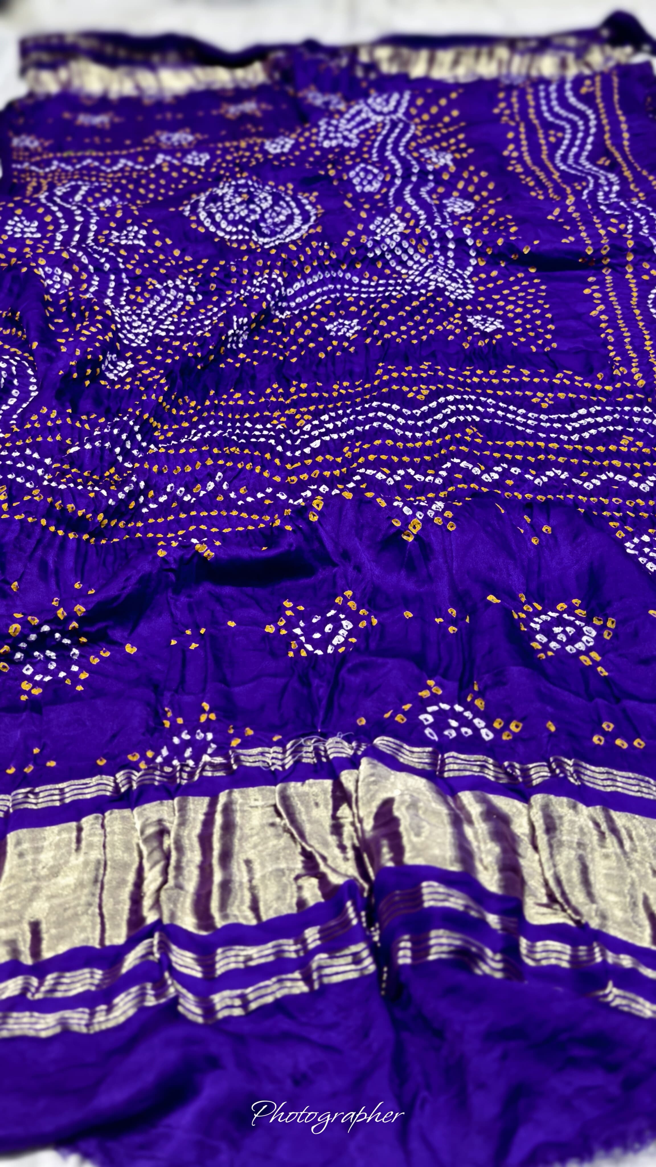 Pure Gaji Silk Hand Bandej Dupatta with Lagdi Patta