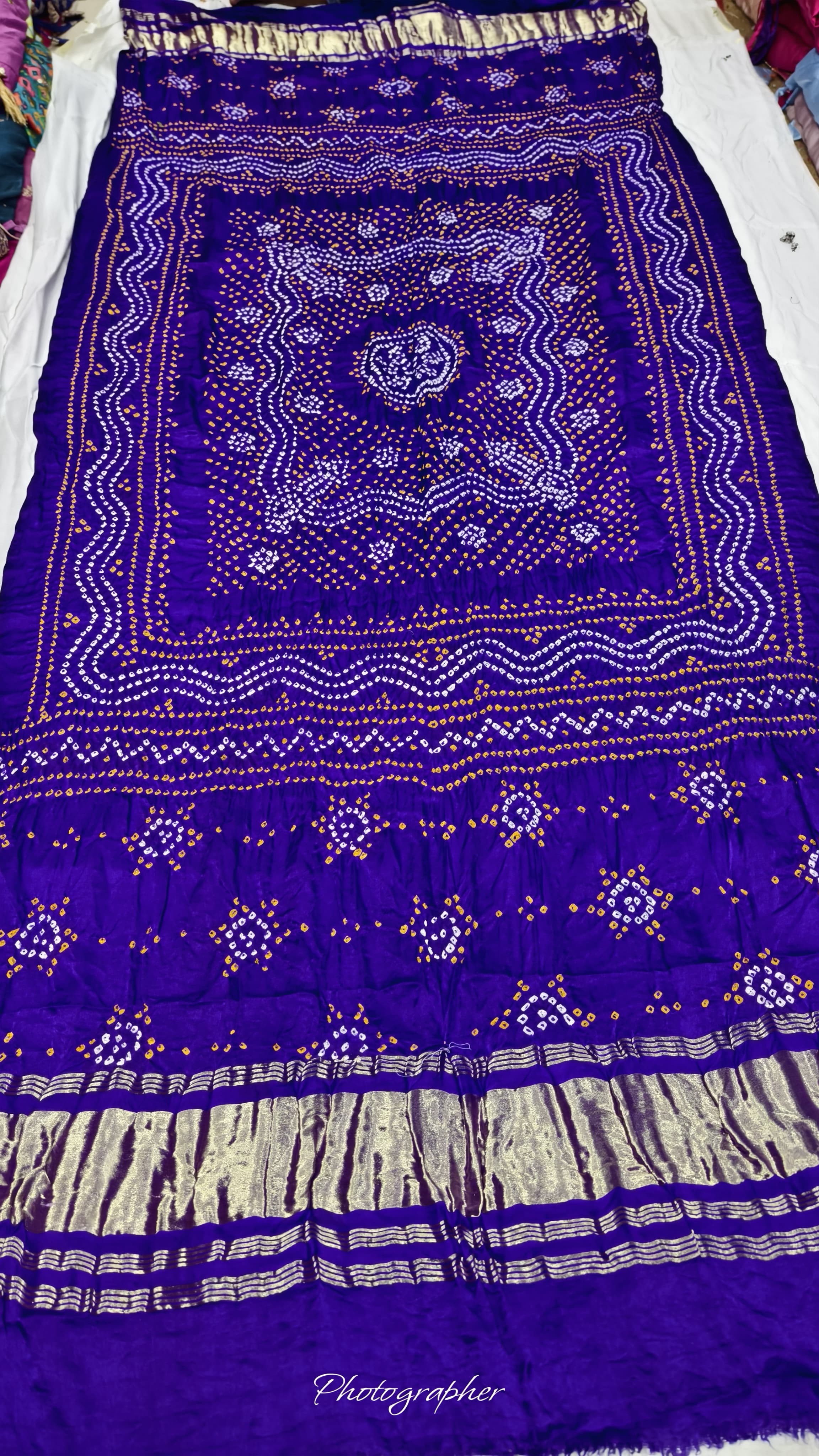 Pure Gaji Silk Hand Bandej Dupatta with Lagdi Patta
