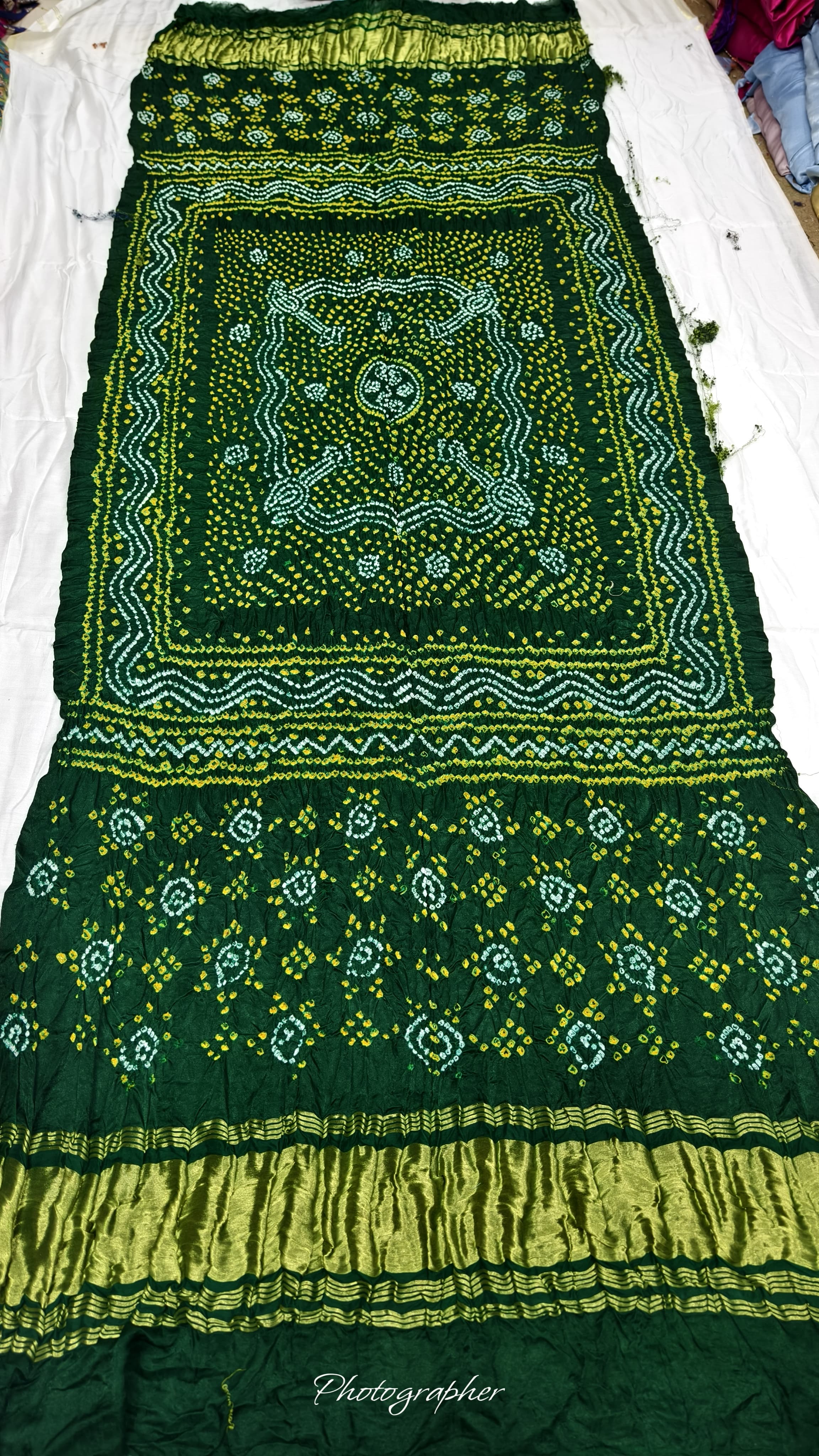 Pure Gaji Silk Hand Bandej Dupatta with Lagdi Patta