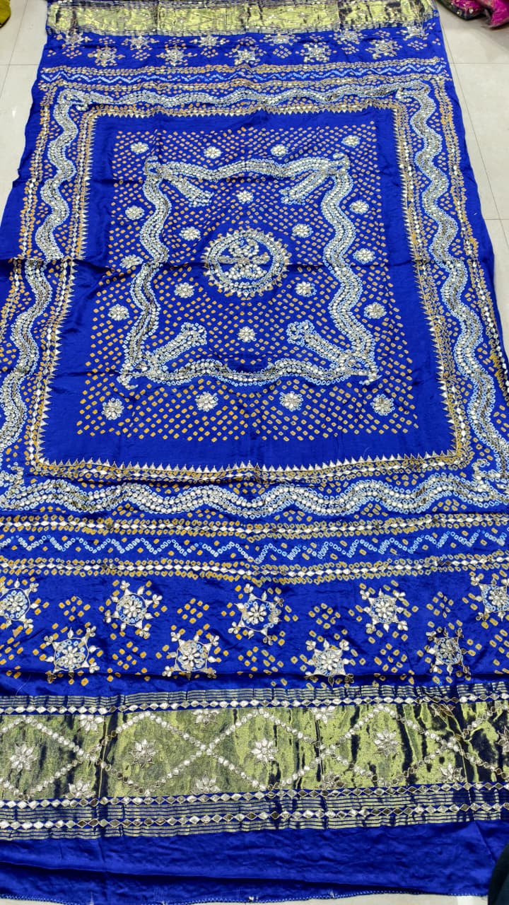 Pure Gaji Silk Hand Bandhej Dupatta with Lagdi Patta