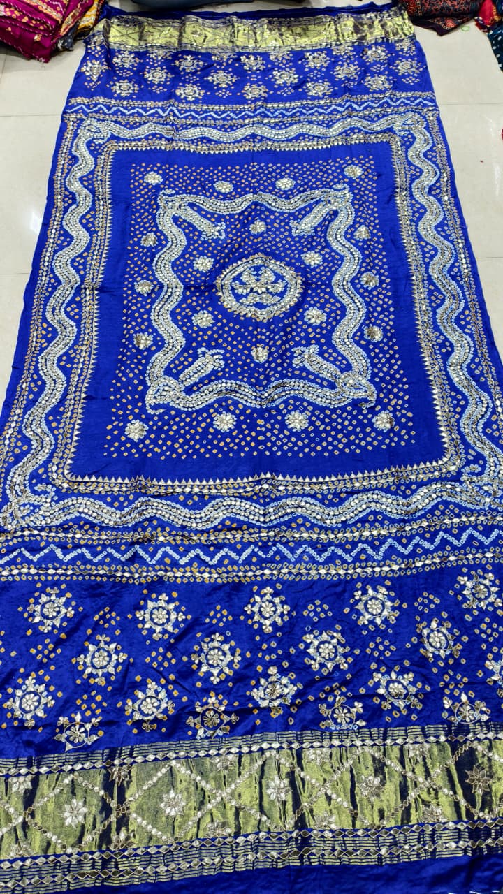 Pure Gaji Silk Hand Bandhej Dupatta with Lagdi Patta