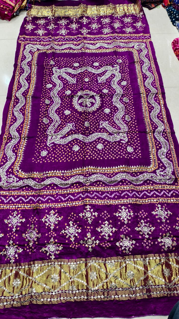 Pure Gaji Silk Hand Bandhej Dupatta with Lagdi Patta