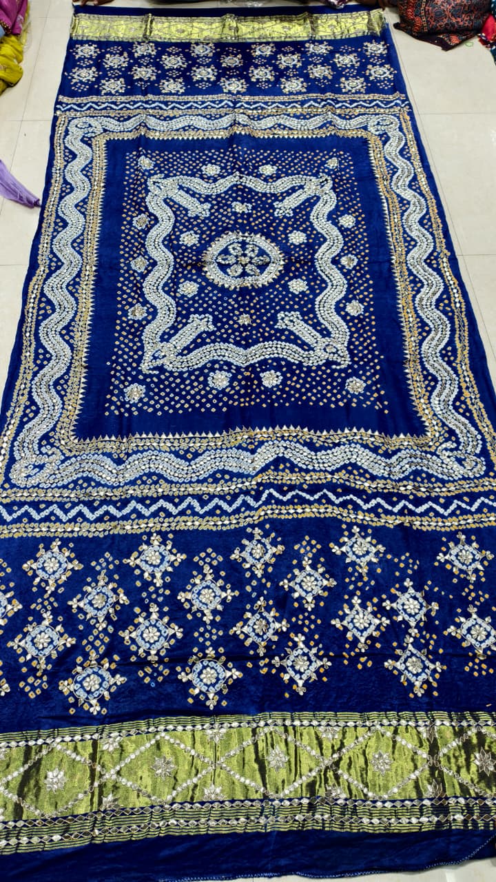 Pure Gaji Silk Hand Bandhej Dupatta with Lagdi Patta