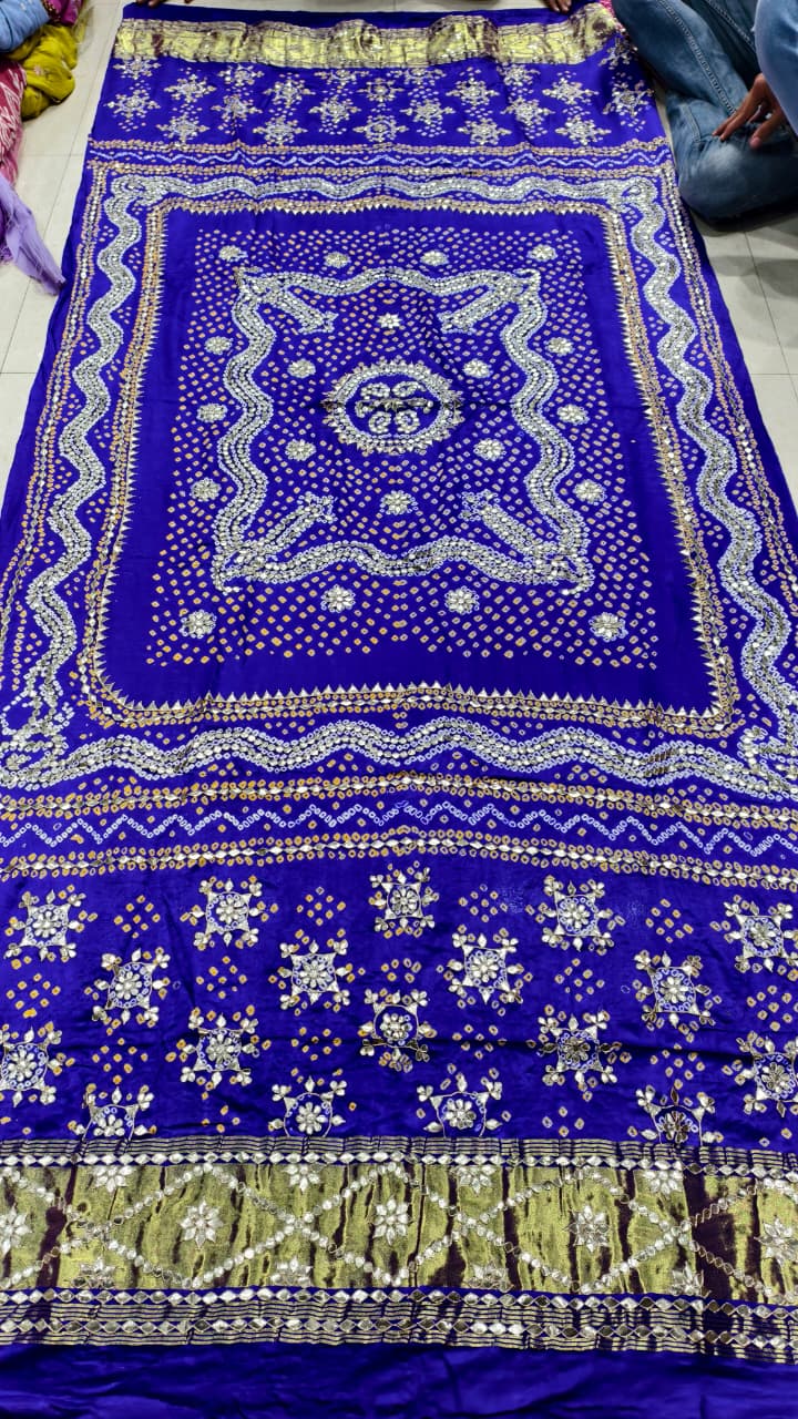 Pure Gaji Silk Hand Bandhej Dupatta with Lagdi Patta