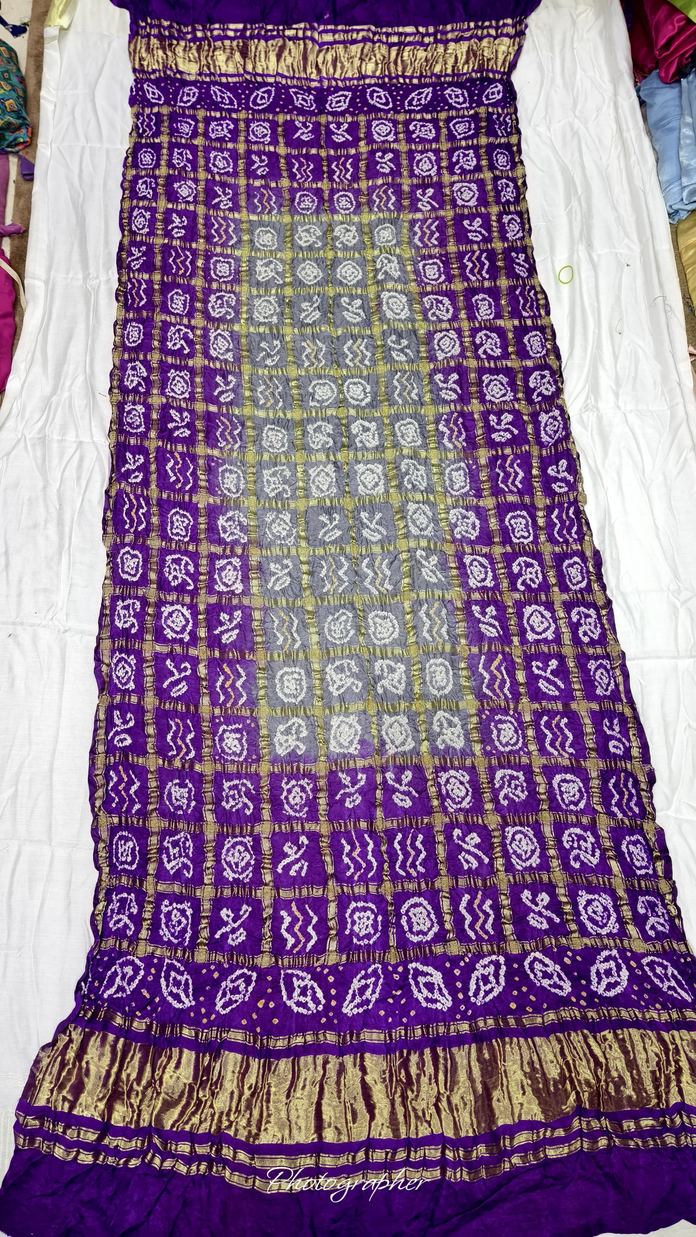 Pure Gaji Silk Hand Bandhej Gharchola Dupatta with Lagdi Patta
