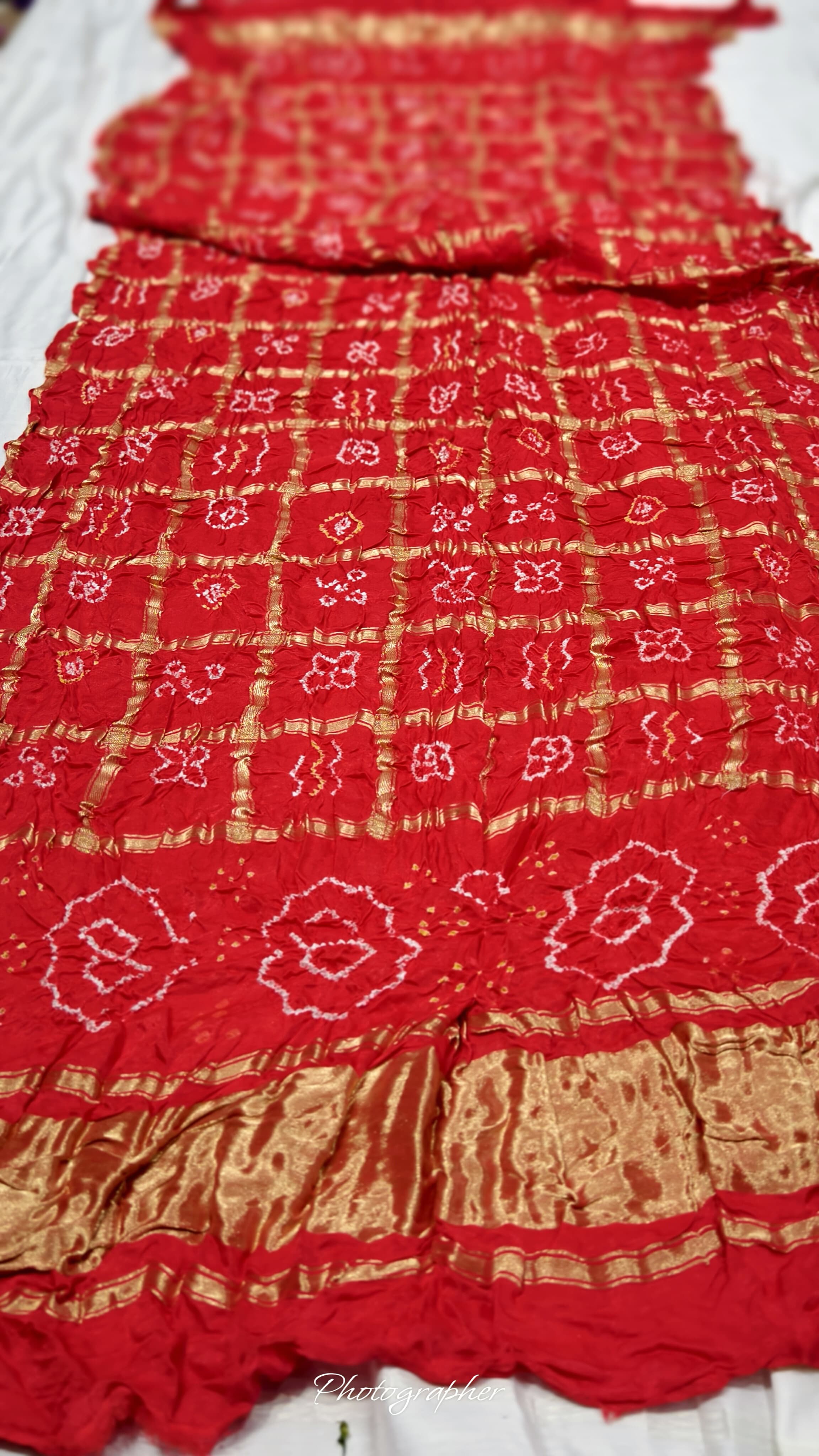 Pure Gaji Silk Hand Bandhej Gharchola Dupatta with Lagdi Patta