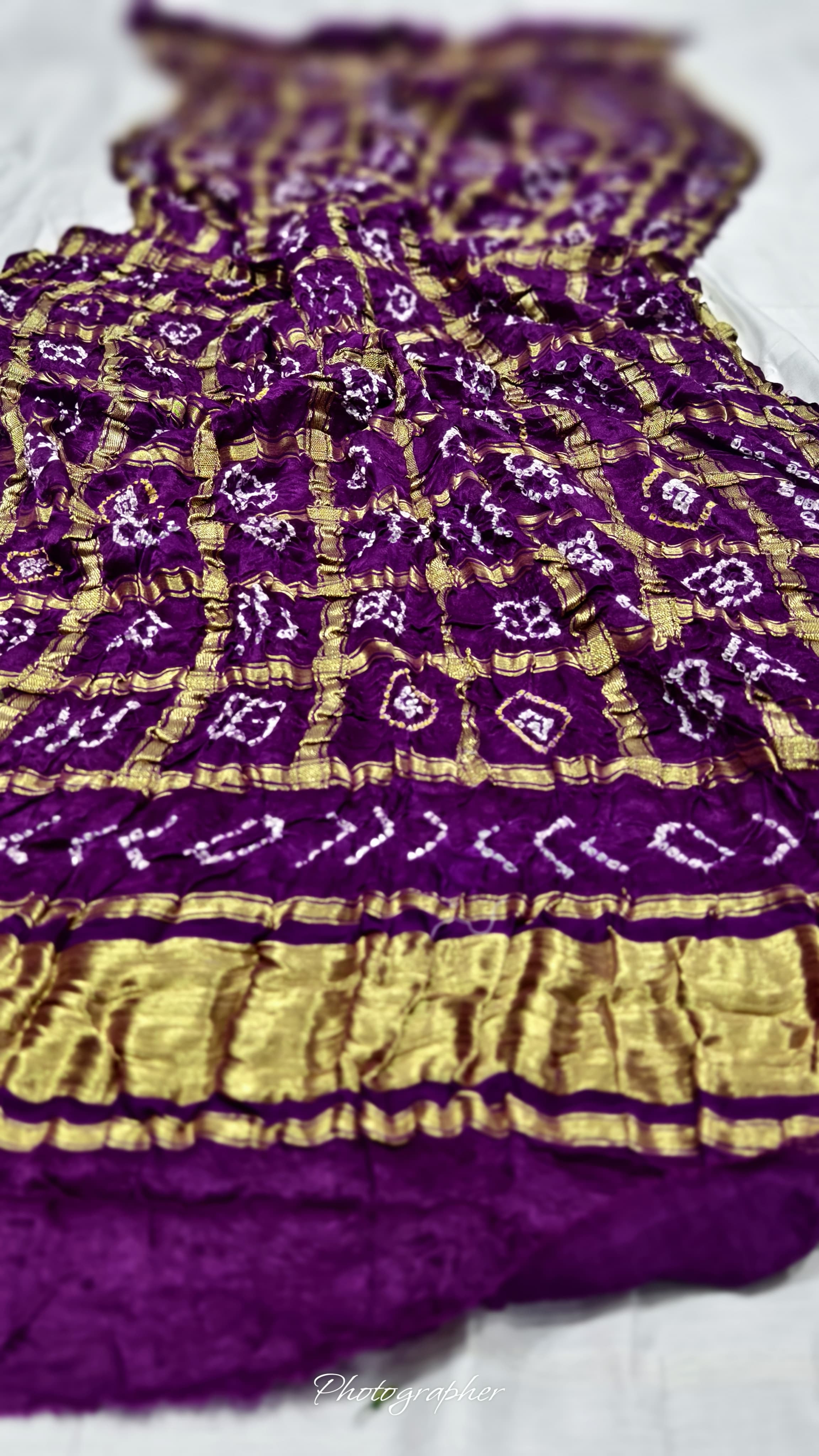 Pure Gaji Silk Hand Bandhej Gharchola Dupatta with Lagdi Patta