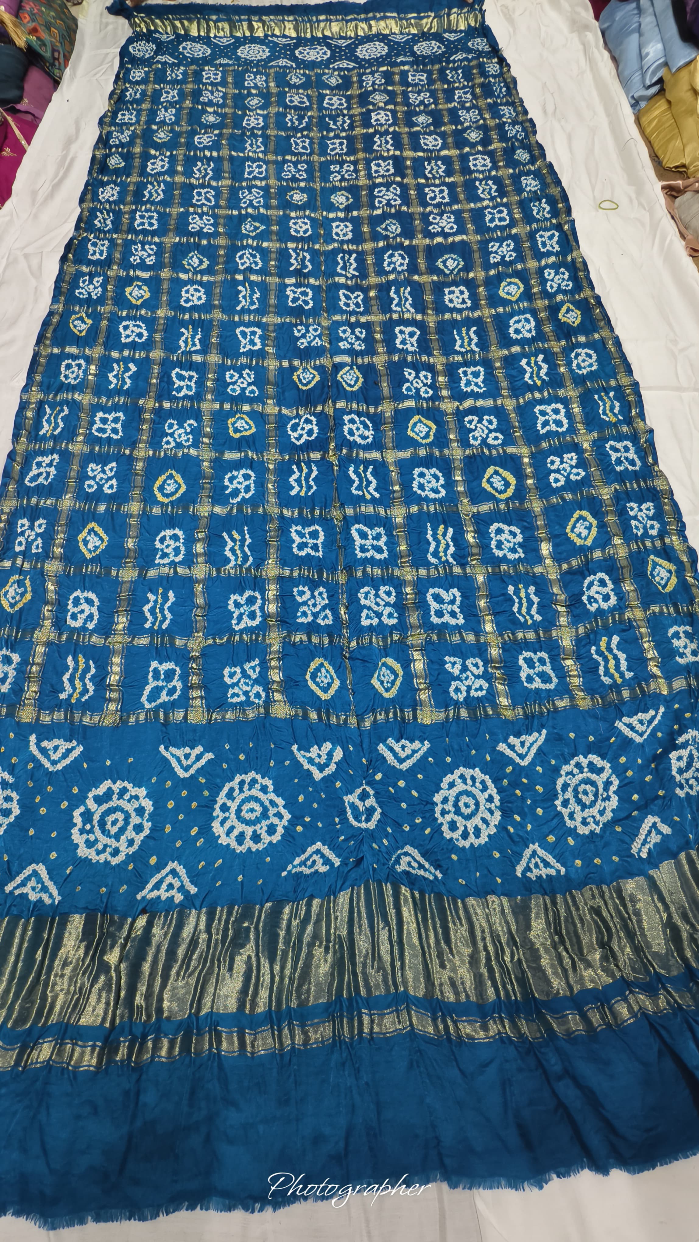 Pure Gaji Silk Hand Bandhej Gharchola Dupatta with Lagdi Patta