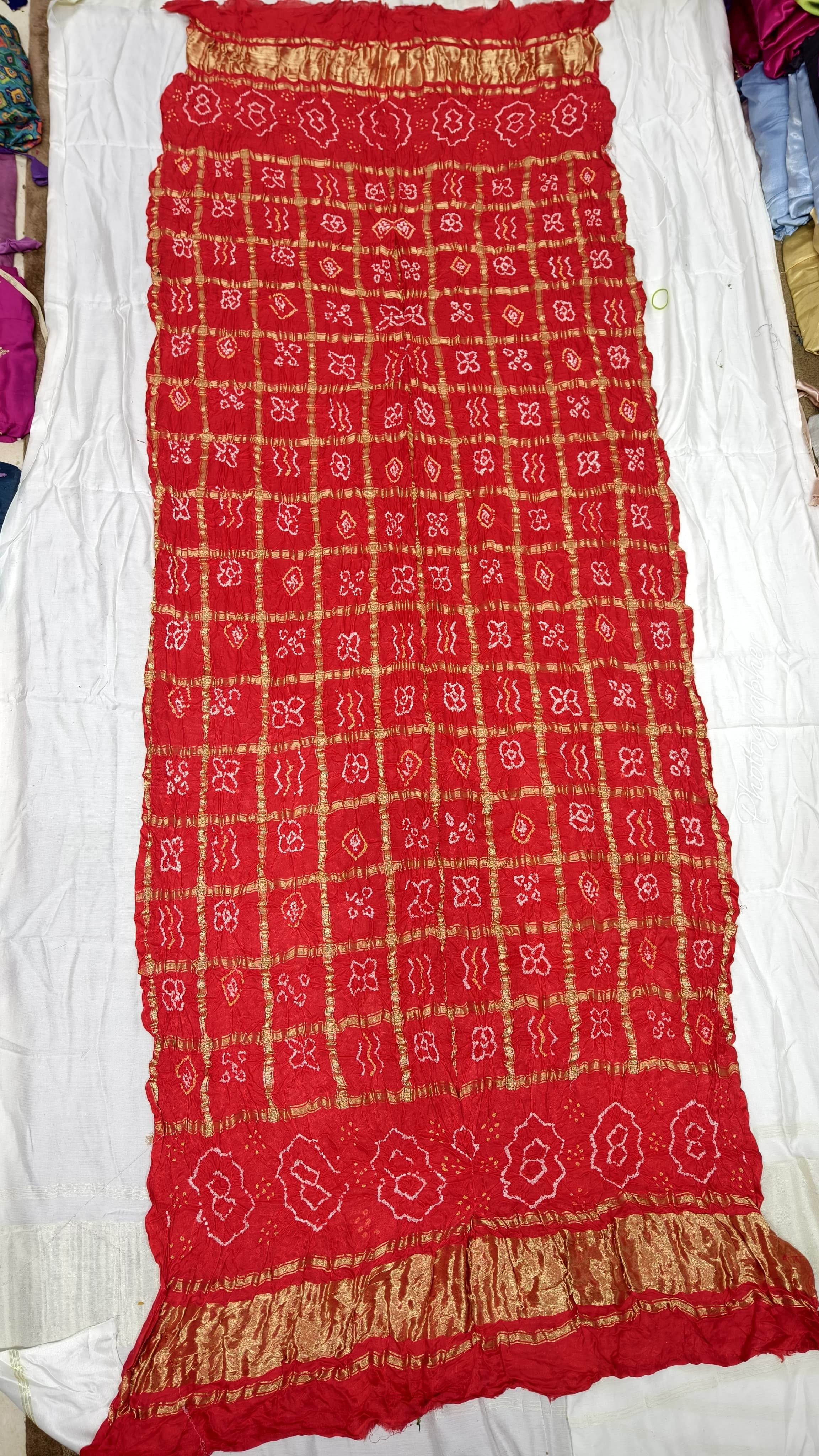 Pure Gaji Silk Hand Bandhej Gharchola Dupatta with Lagdi Patta