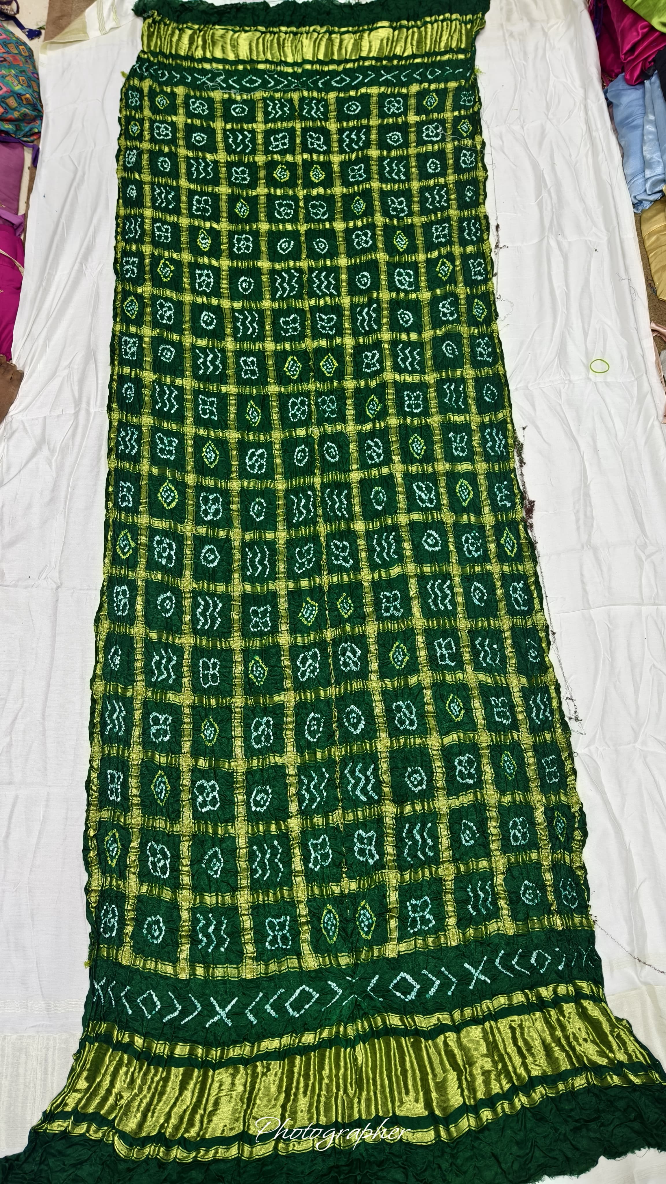 Pure Gaji Silk Hand Bandhej Gharchola Dupatta with Lagdi Patta