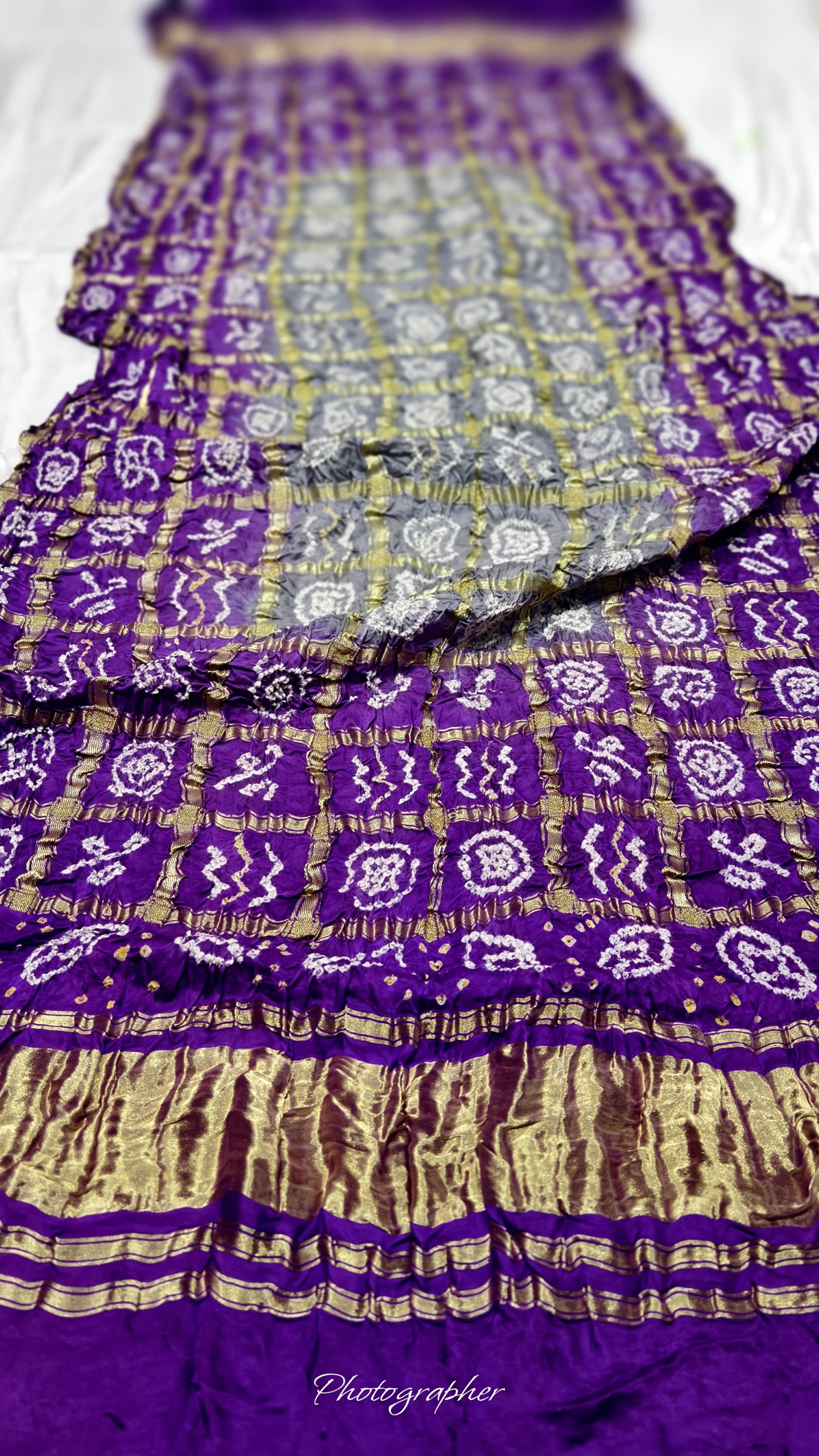 Pure Gaji Silk Hand Bandhej Gharchola Dupatta with Lagdi Patta