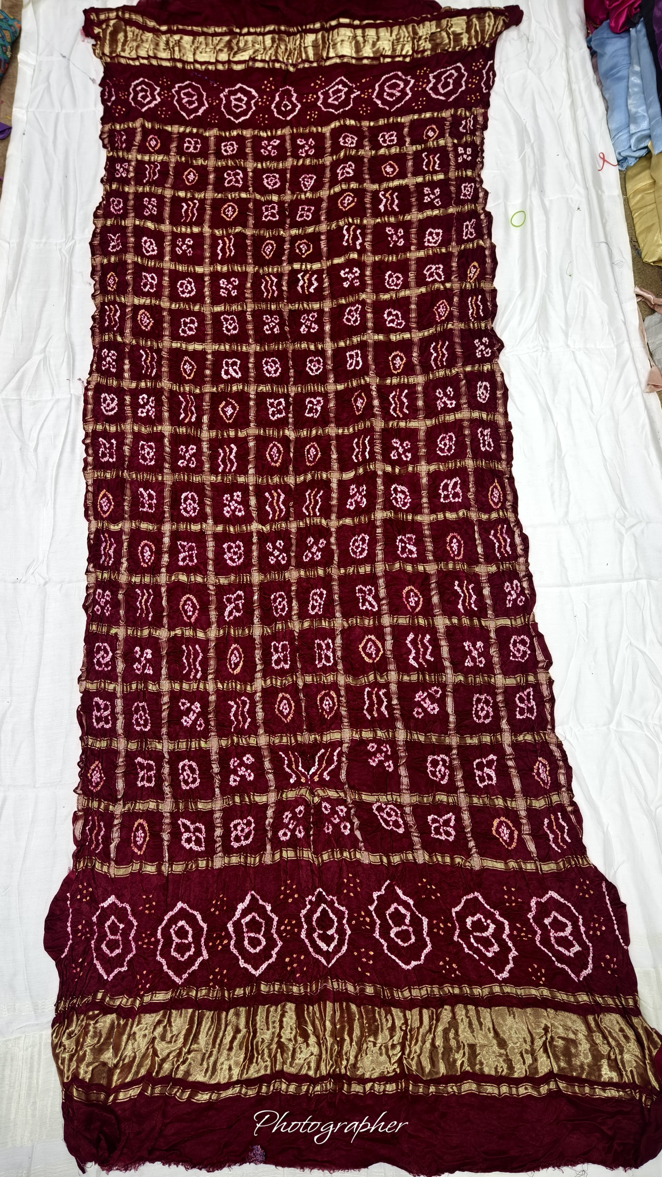 Pure Gaji Silk Hand Bandhej Gharchola Dupatta with Lagdi Patta