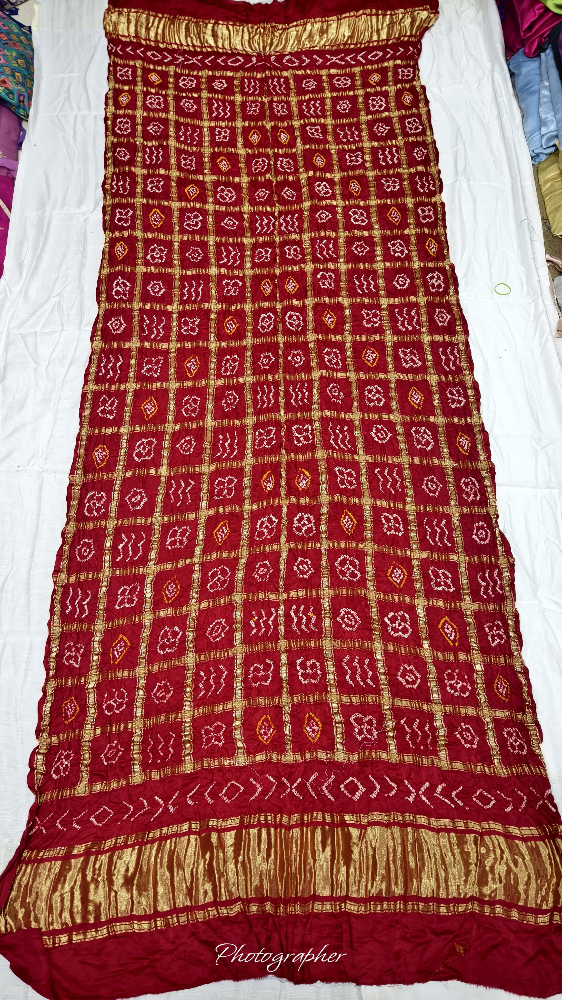 Pure Gaji Silk Hand Bandhej Gharchola Dupatta with Lagdi Patta