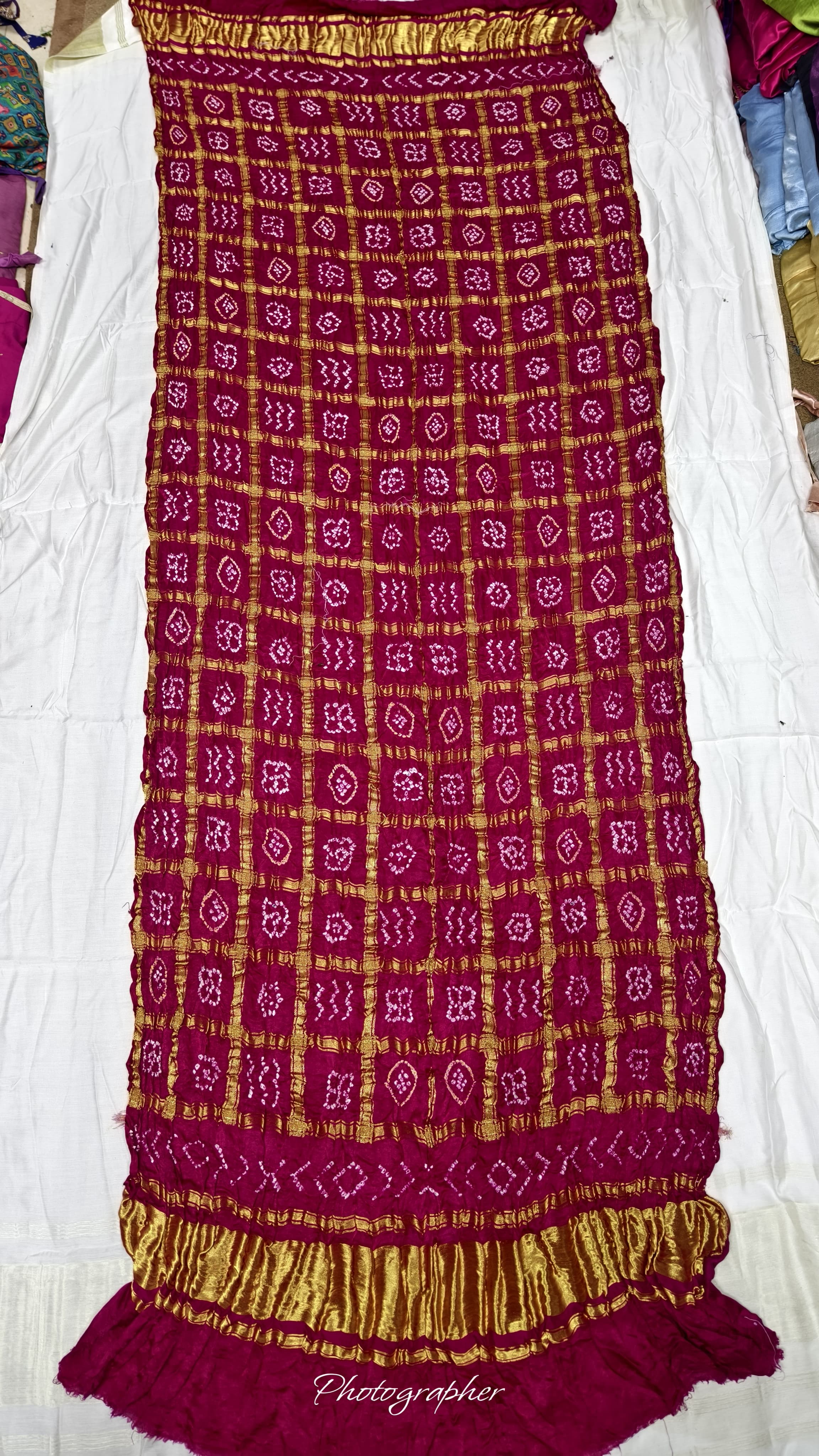 Pure Gaji Silk Hand Bandhej Gharchola Dupatta with Lagdi Patta