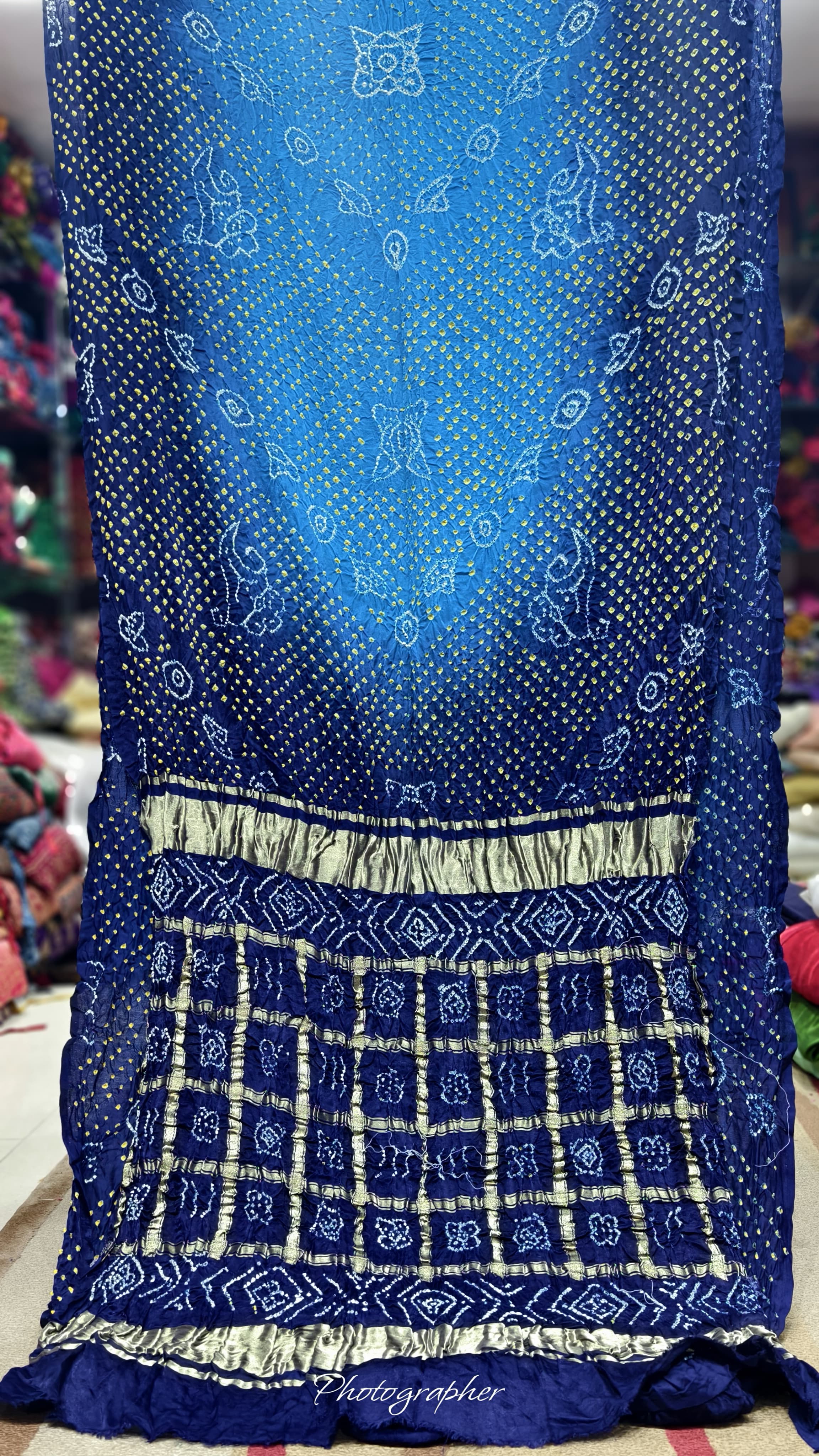 Pure Gaji Silk Hand Diamond Bandej N Saree With Gharchola Chex Pallu