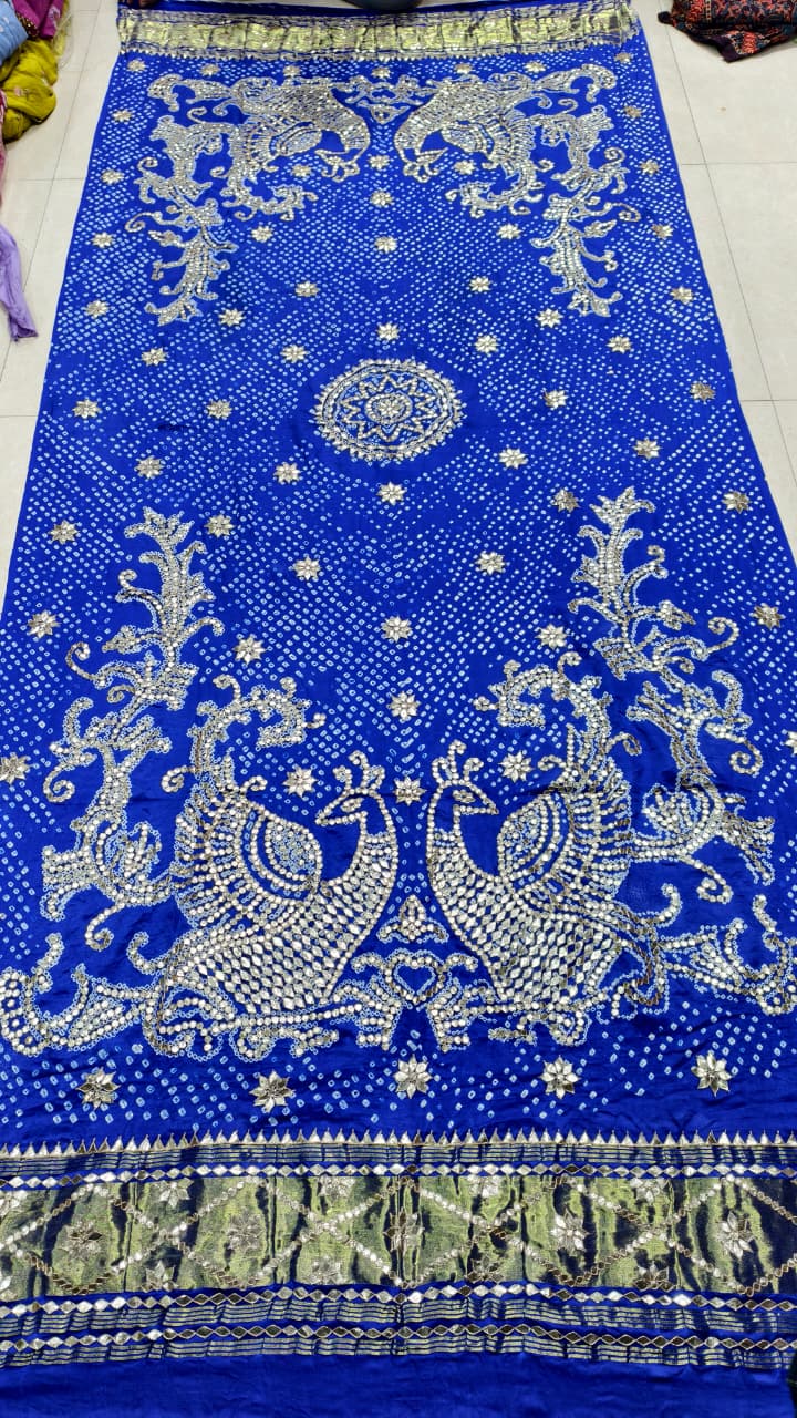Pure Gaji Silk & Pure Georgette Hand Bandhej Dupatta