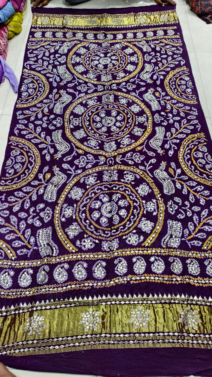 Pure Gaji Silk & Pure Georgette Hand Bandhej Dupatta