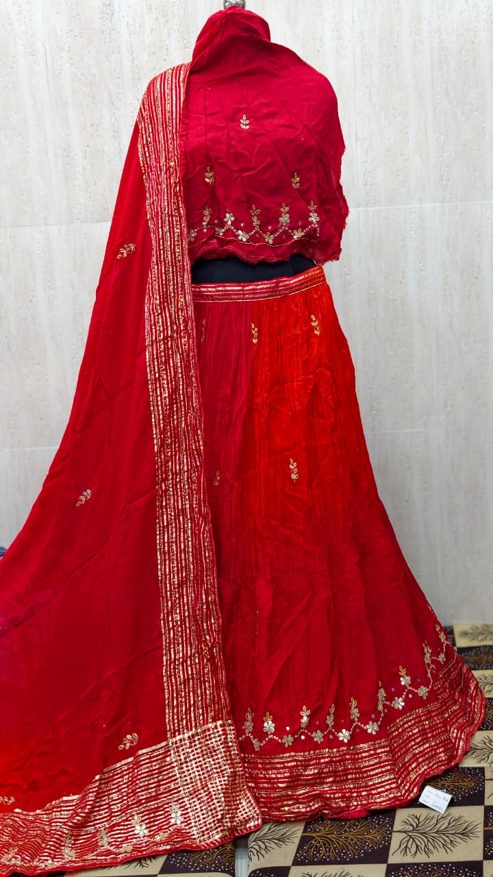 Pure H/O Silk Hand Gotta Work Lehenga Choli Set with Dupatta