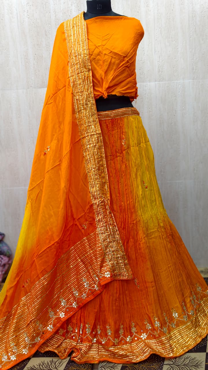 Pure H/O Silk Hand Gotta Work Lehenga Choli Set with Dupatta