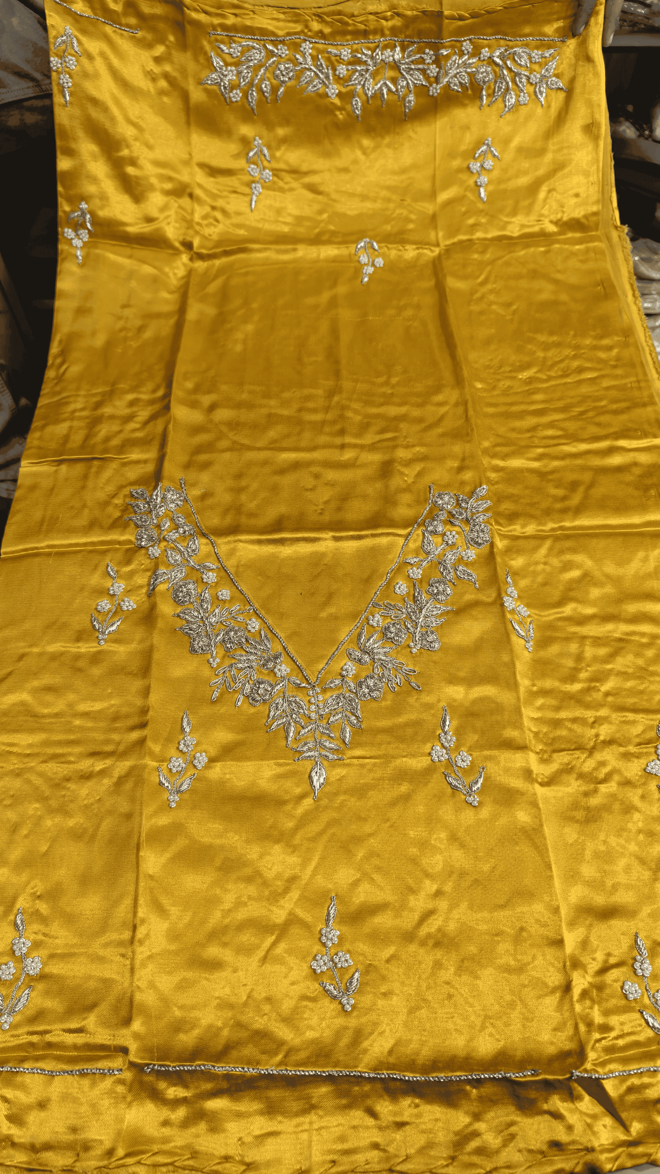 Pure Mashru Gaji Silk Blouse Piece with Pearl Jardoshi Work