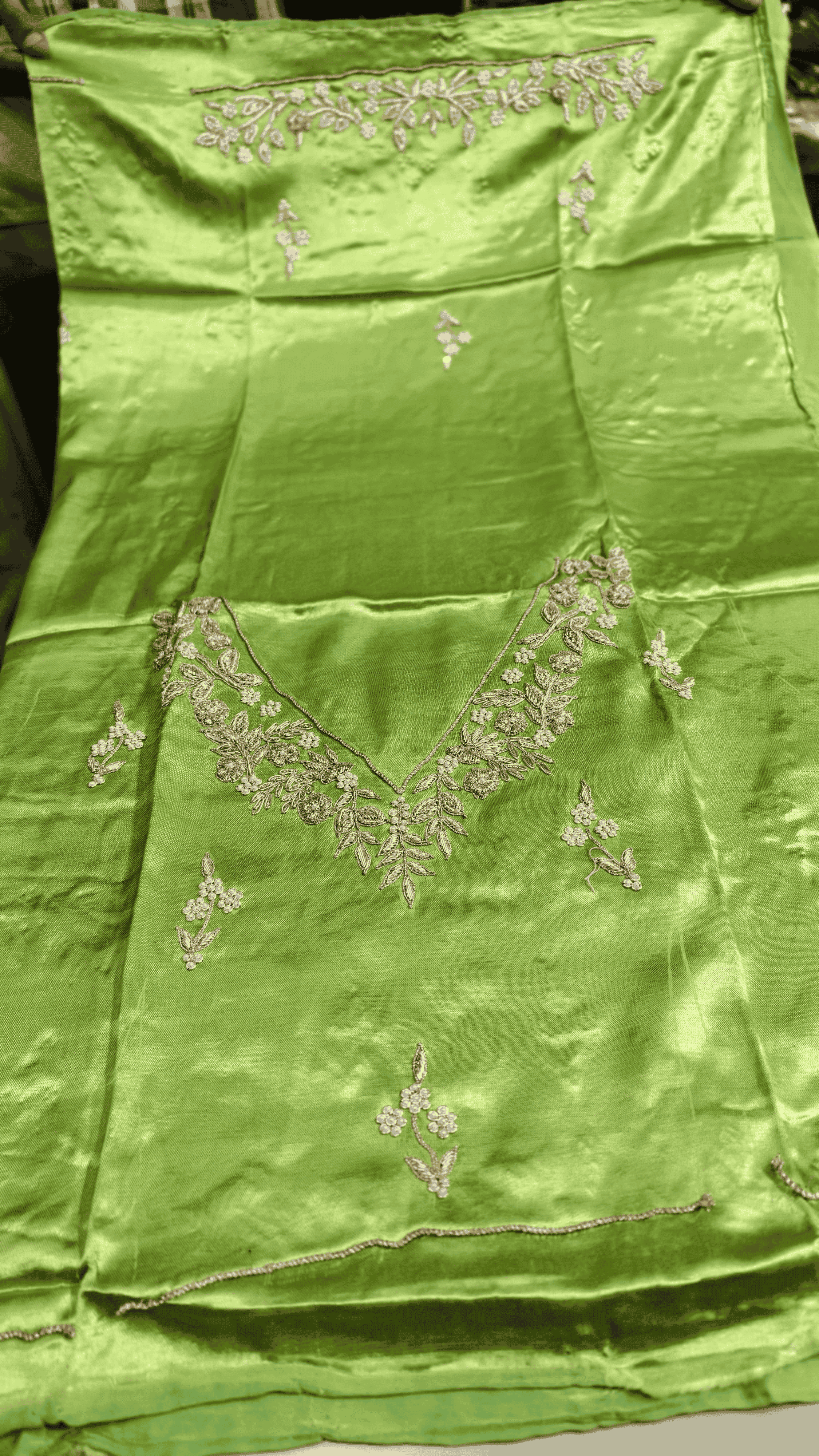 Pure Mashru Gaji Silk Blouse Piece with Pearl Jardoshi Work