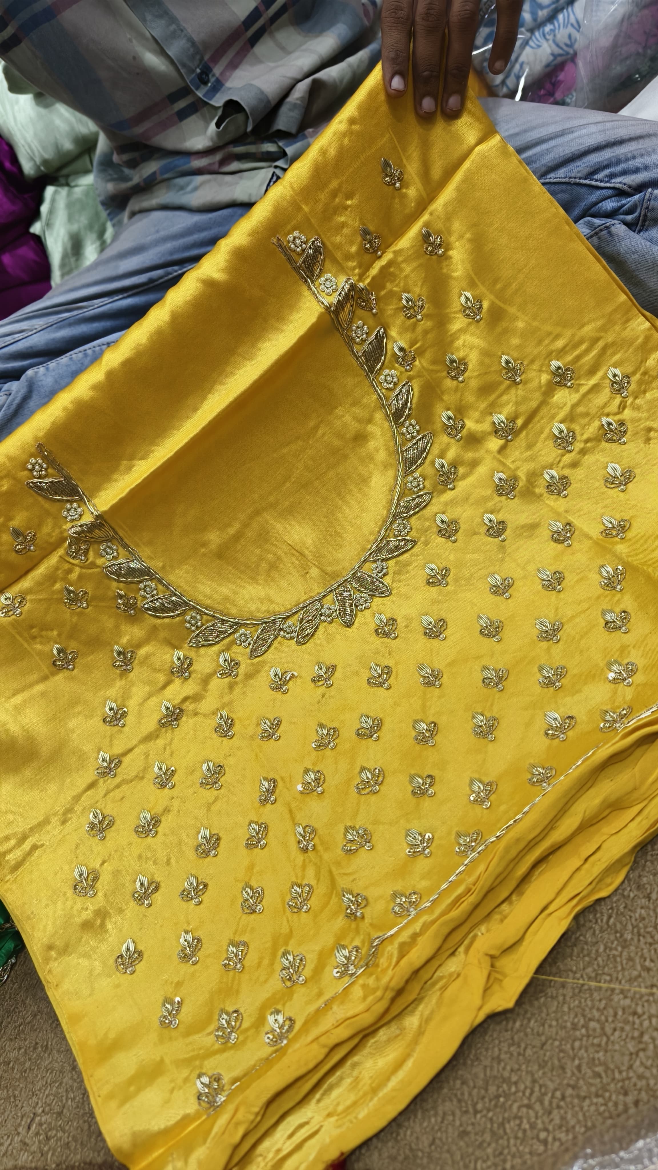 Pure Mashru Gaji Silk Blouse Piece with Pearl Jardoshi Work