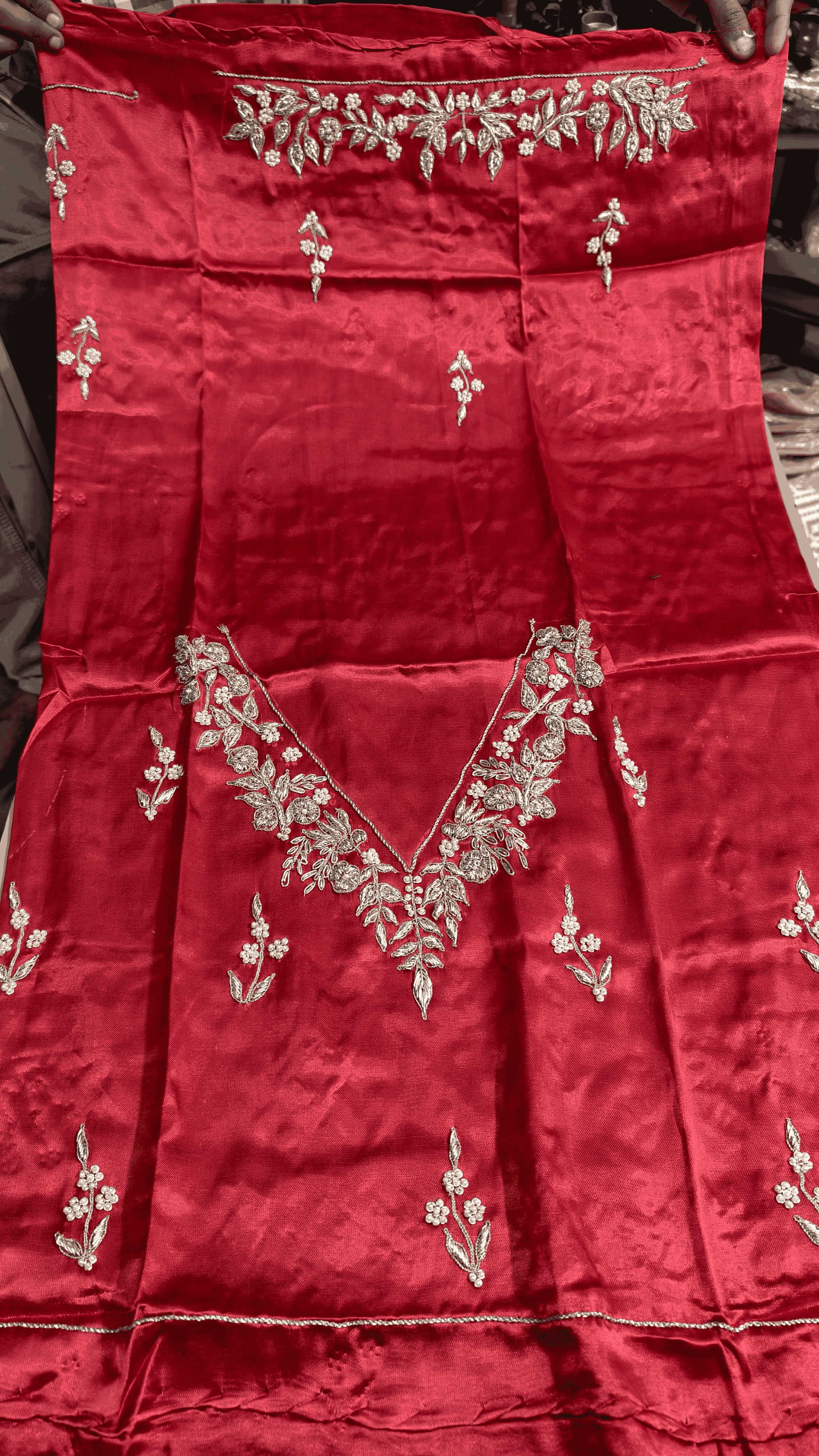 Pure Mashru Gaji Silk Blouse Piece with Pearl Jardoshi Work