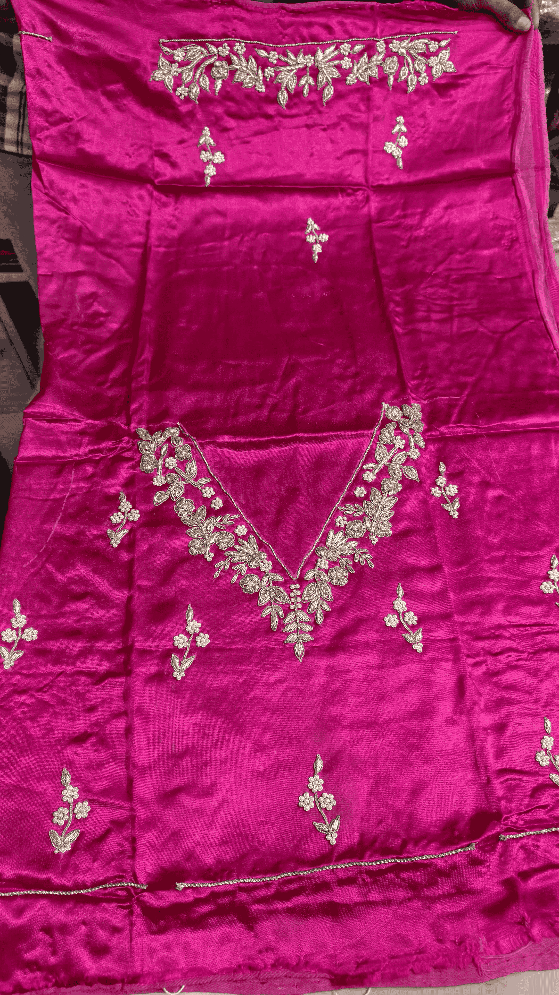 Pure Mashru Gaji Silk Blouse Piece with Pearl Jardoshi Work
