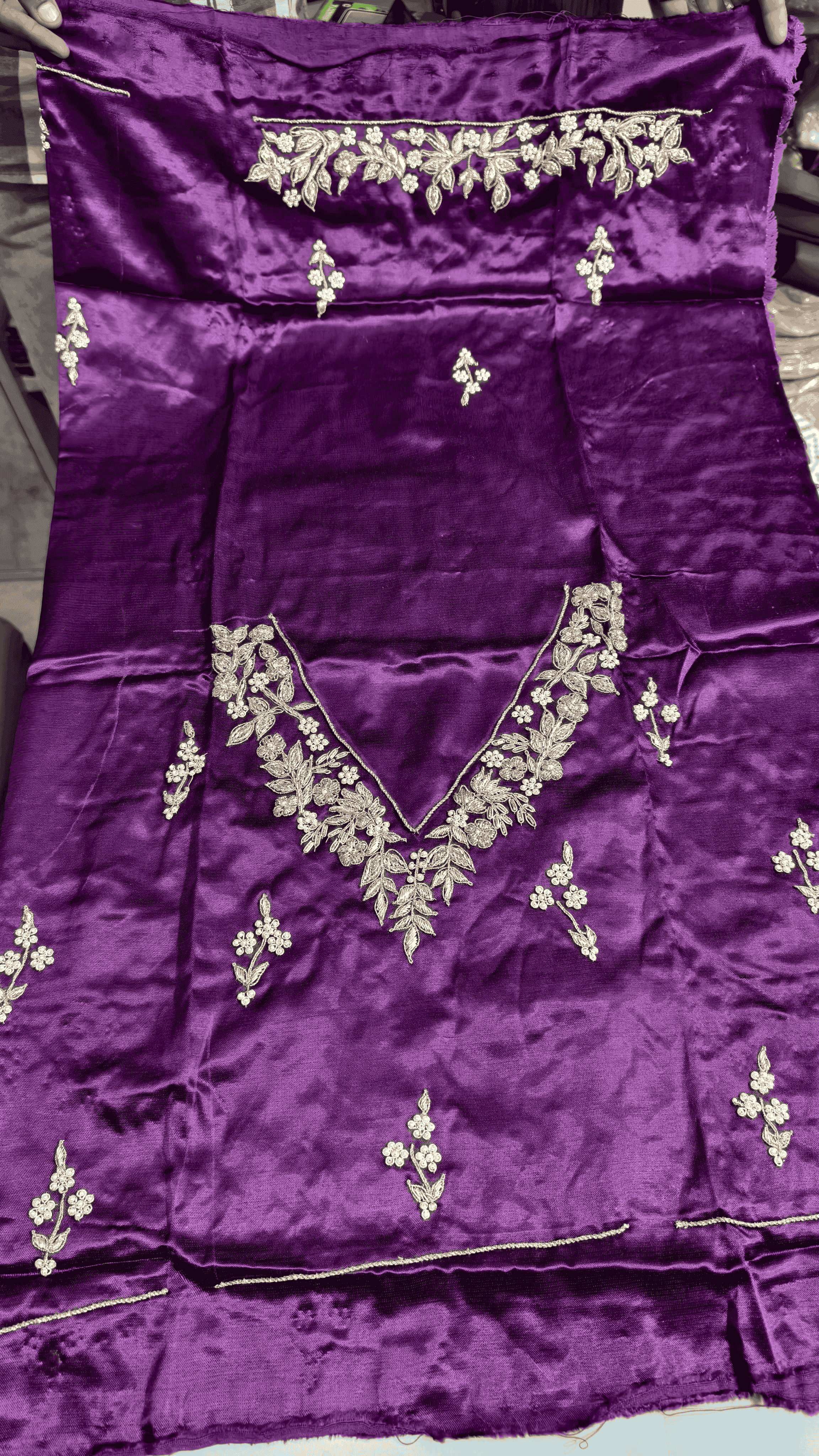 Pure Mashru Gaji Silk Blouse Piece with Pearl Jardoshi Work