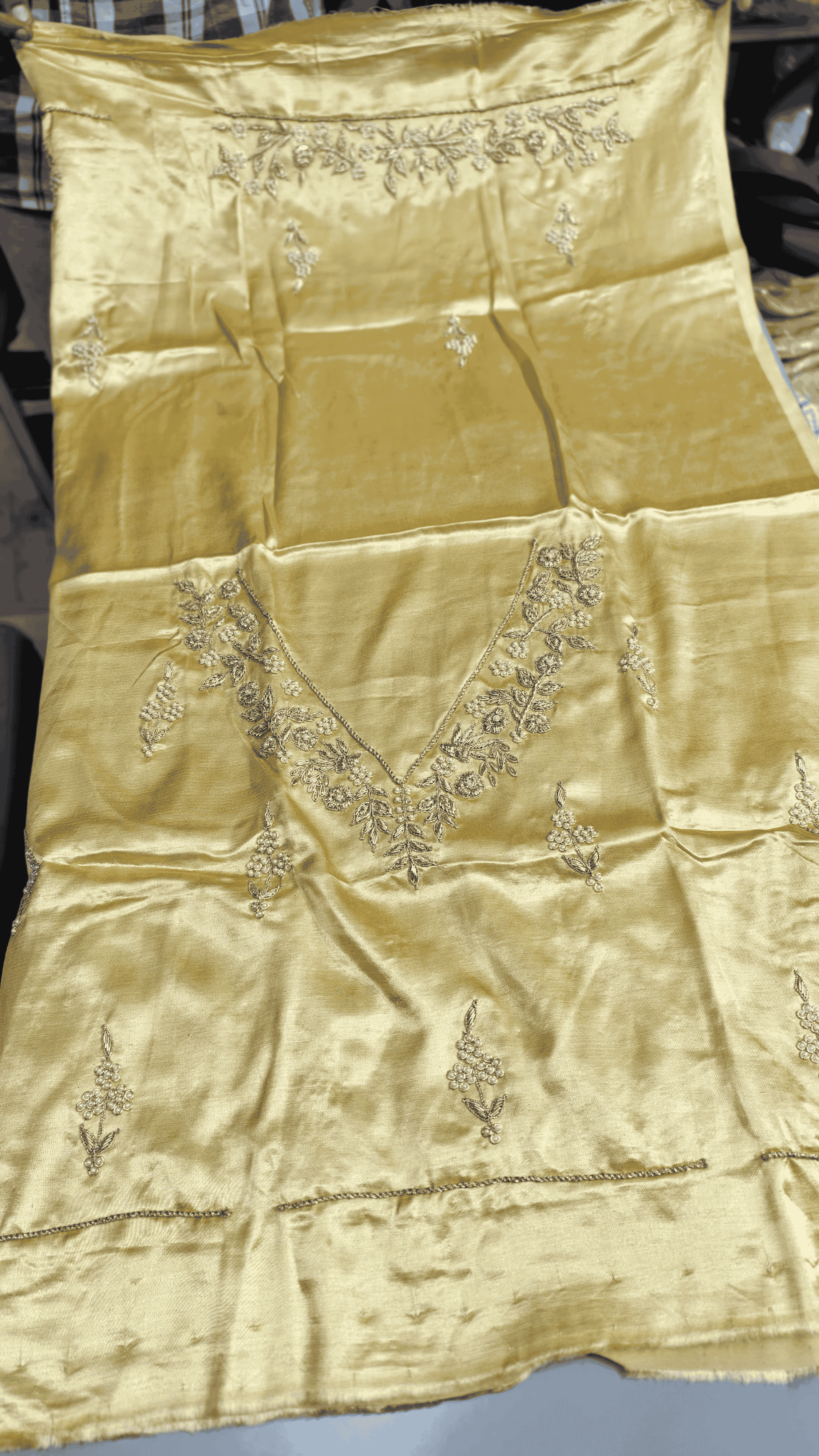 Pure Mashru Gaji Silk Blouse Piece with Pearl Jardoshi Work