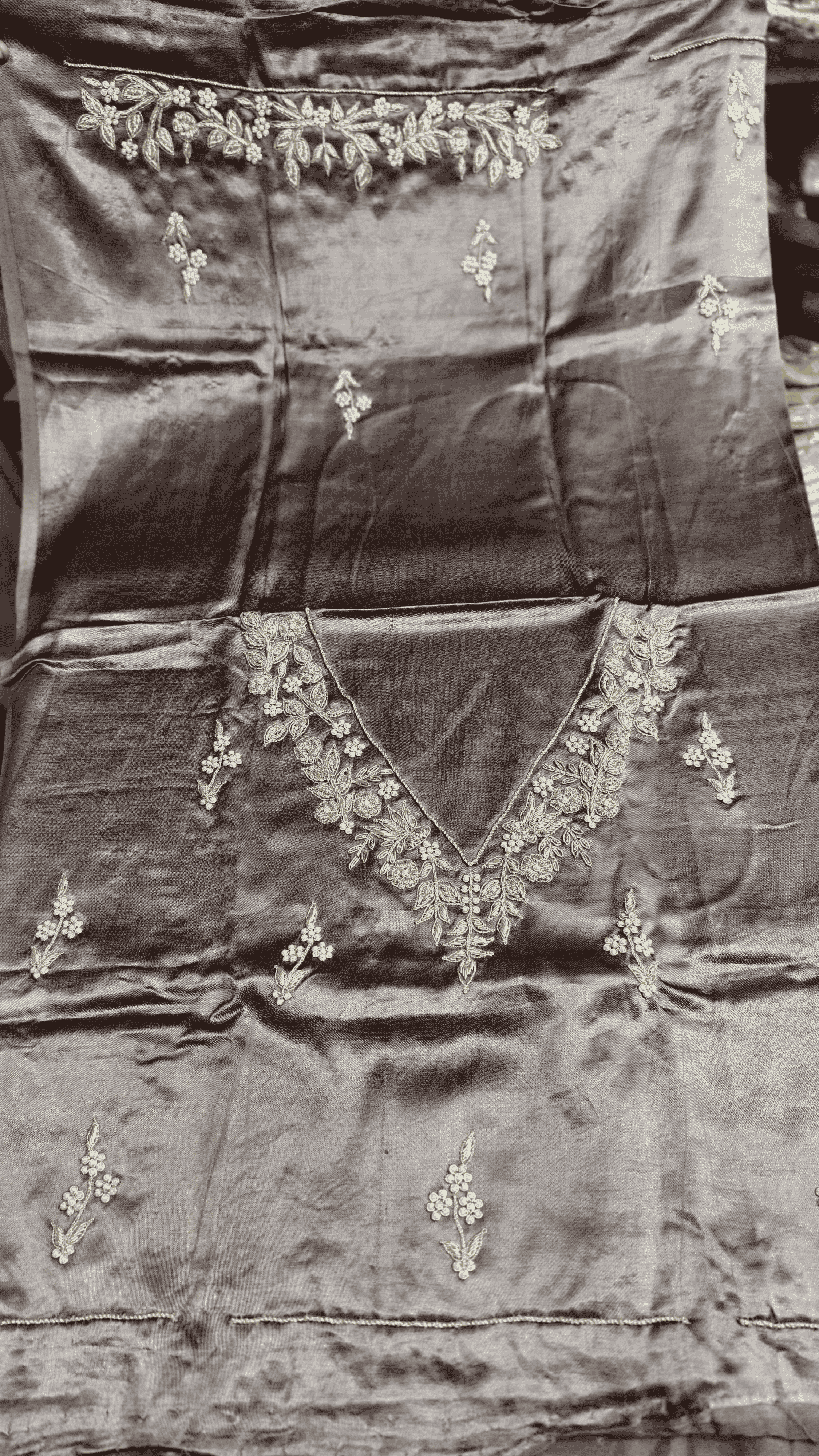 Pure Mashru Gaji Silk Blouse Piece with Pearl Jardoshi Work