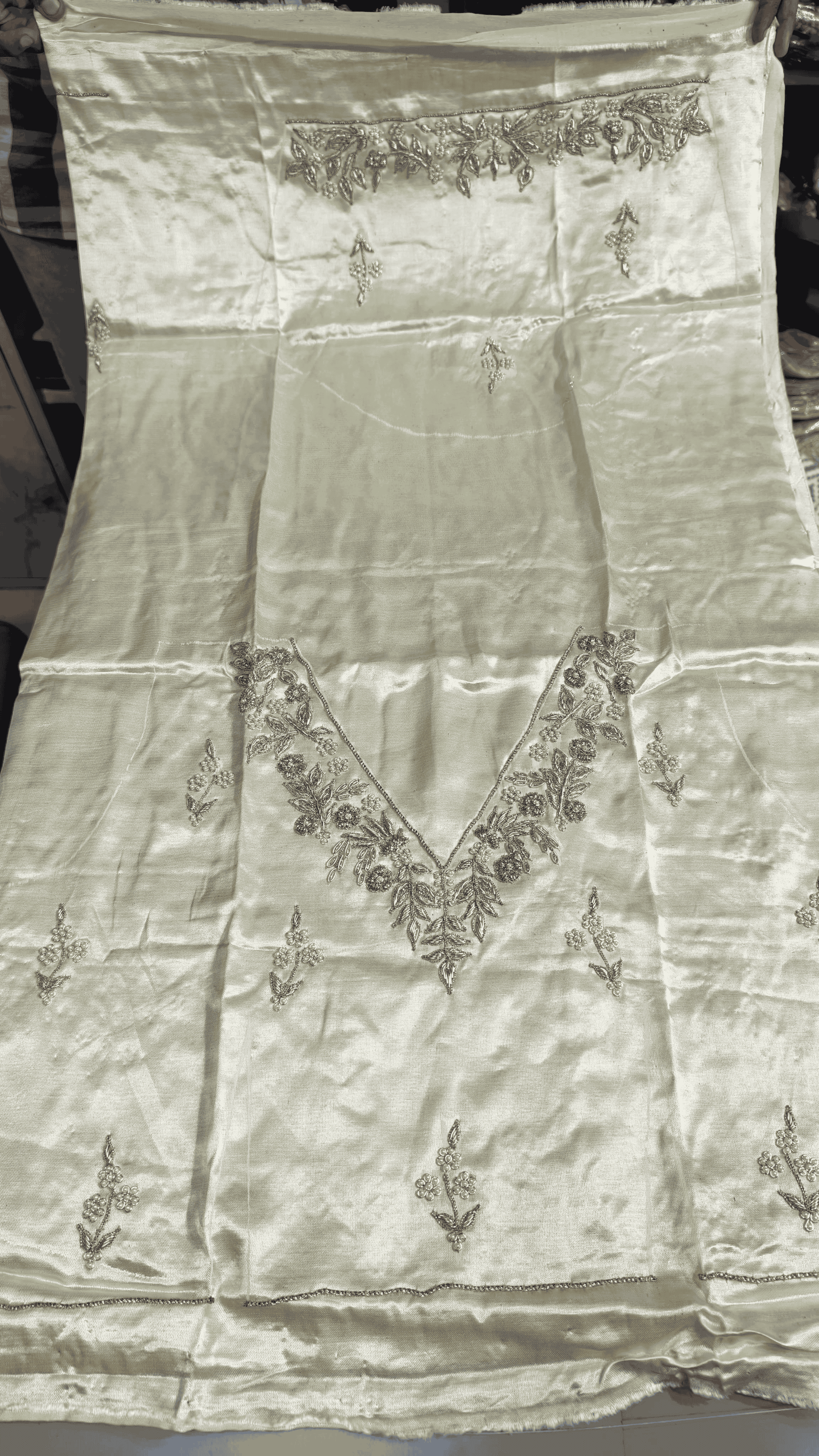 Pure Mashru Gaji Silk Blouse Piece with Pearl Jardoshi Work