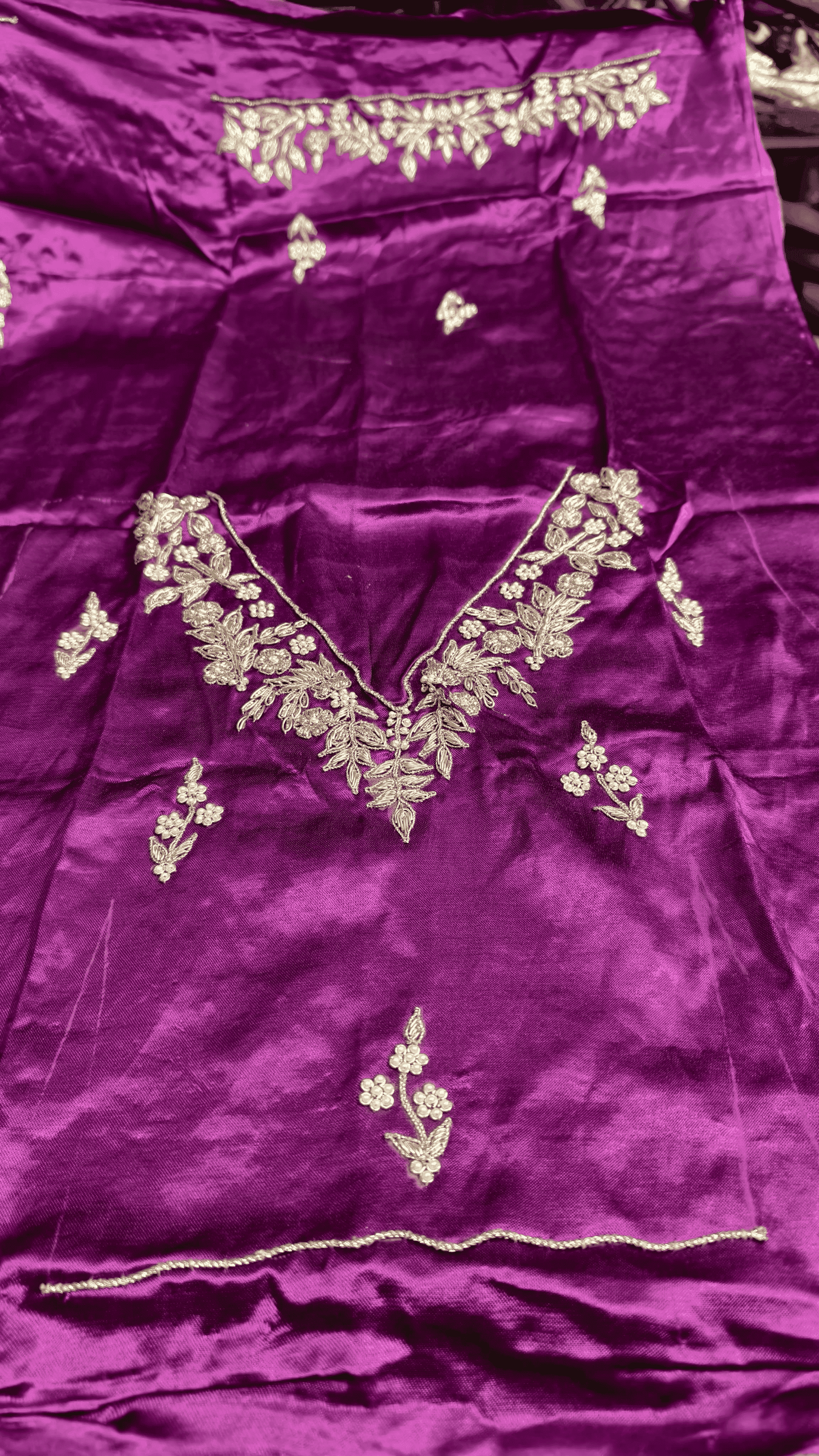 Pure Mashru Gaji Silk Blouse Piece with Pearl Jardoshi Work